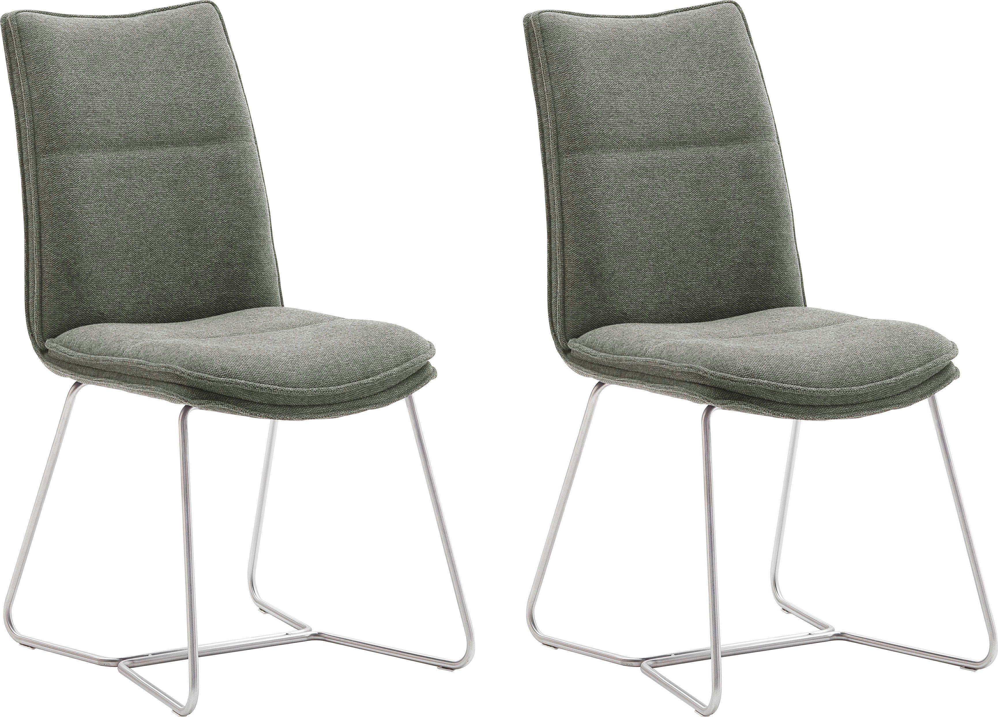 MCA furniture Stuhl Hampton (Set, 2 St), Stuhl bis 120 Kg belastbar Olive | Edelstahl gebürstet | Olive