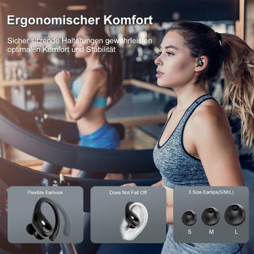 HYIEAR Bluetooth 5.3-Sportkopfhörer, kabellose IPX5-Ohrhörer mit Ohrbügel In-Ear-Kopfhörer (Siri, Bluetooth, Regen-und schmutzabweisend, Smart Touch, geringer Stromverbrauch)