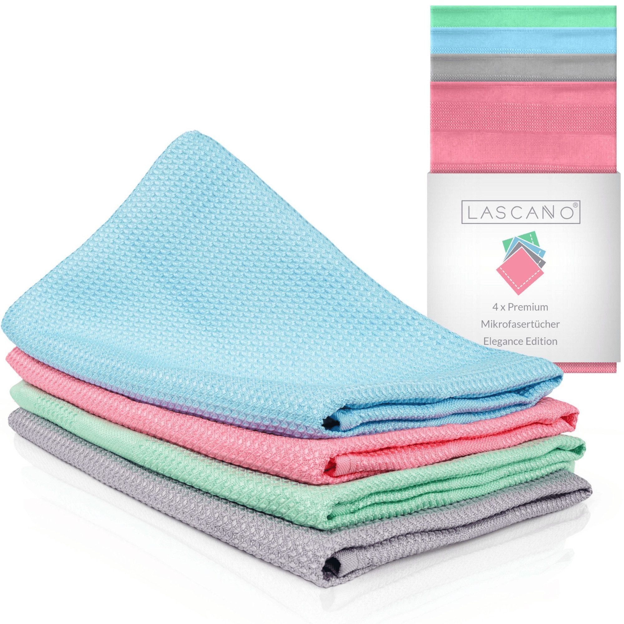 Lascano Geschirrtücher Mikrofaser - Elegance Edition Mikrofasertuch (Elegance Edition, 4-tlg., 4er Set, Streifenfreie Allzweck Mikrofasertücher)