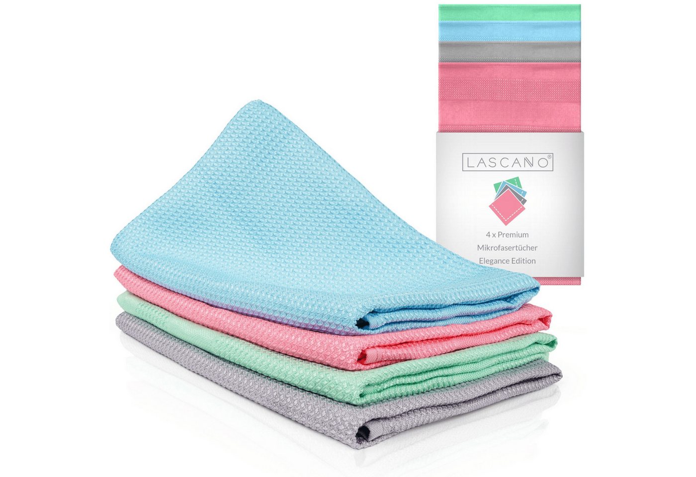 Lascano Geschirrtücher Mikrofaser - Elegance Edition Mikrofasertuch (Elegance Edition, 4-tlg., 4er Set, Streifenfreie Allzweck Mikrofasertücher)