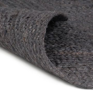 Teppich Handgefertigt Jute Rund 240 cm Dunkelgrau, furnicato, Runde