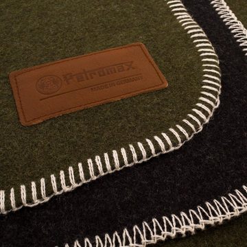 Wolldecke 100% Schurwolle 150 x 200 cm Outdoor Decke moosgrün, schwarz, Petromax, Made in Germany