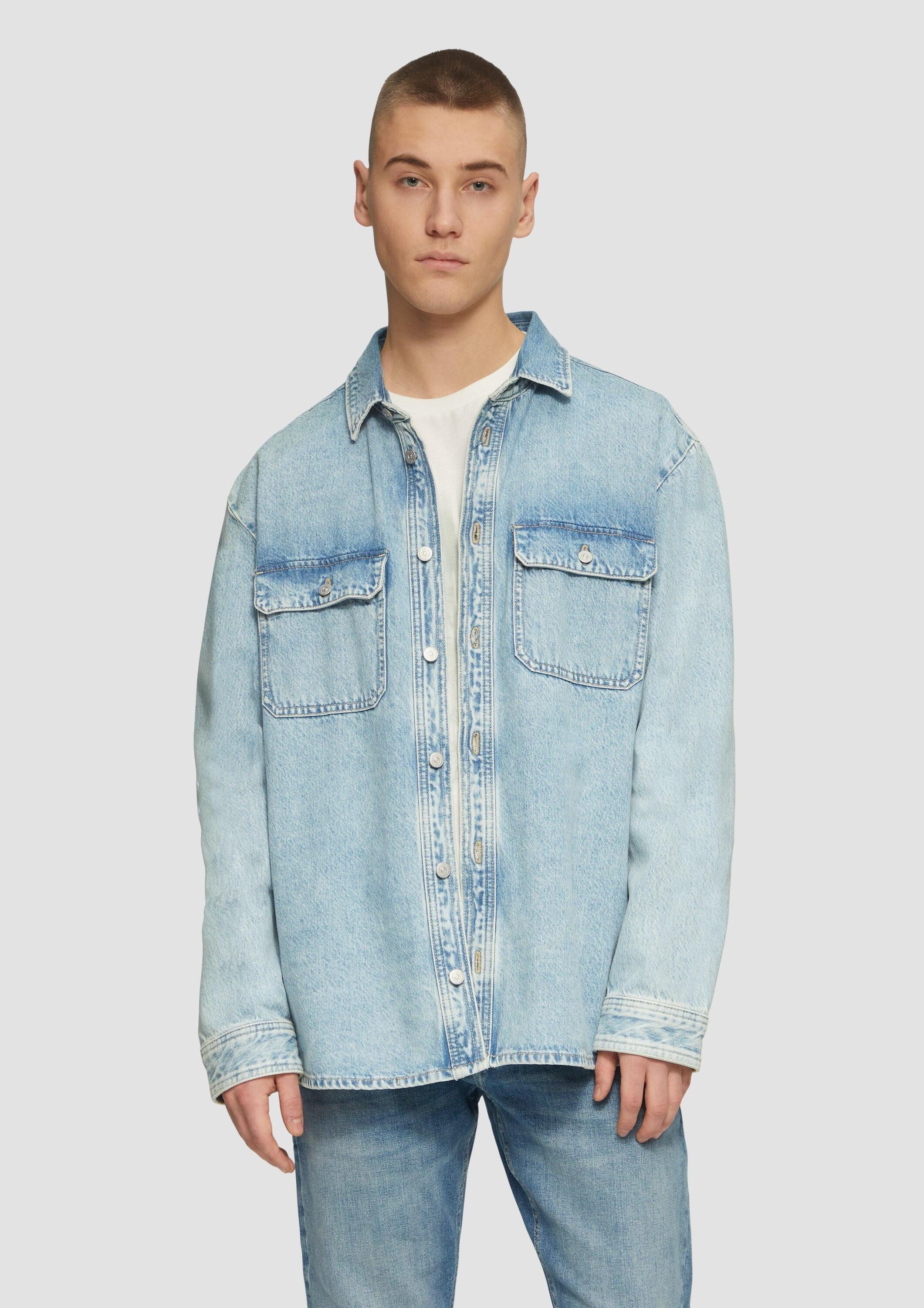 QS Hemdjacke Hemd Denim-Overshirt mit aufgesetzten günstig online kaufen