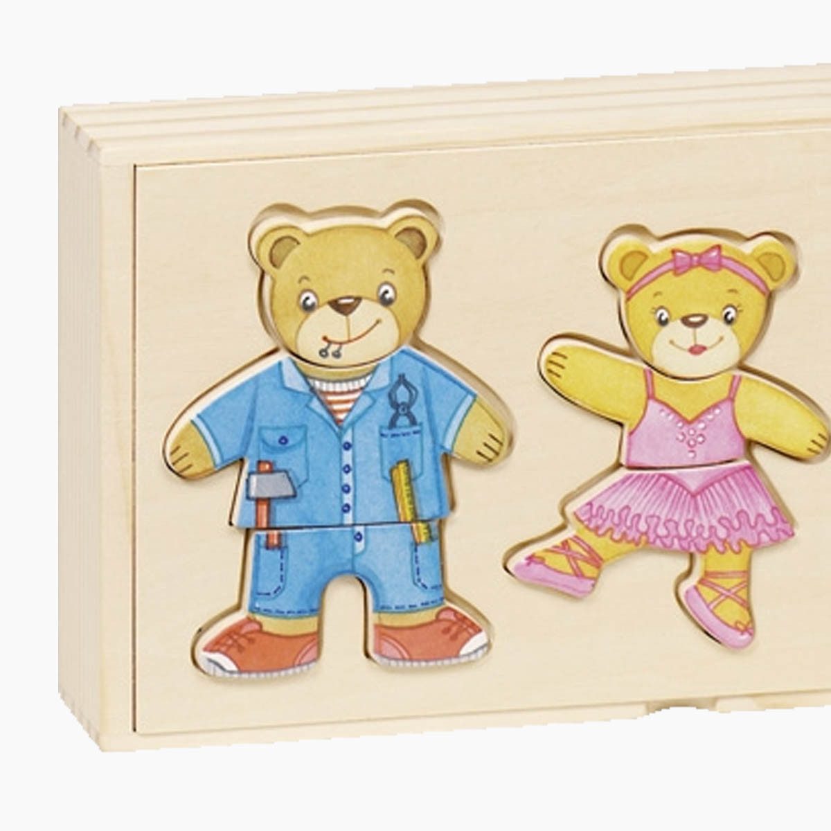goki Biegepuppe Anziehpuppenpuzzle Bärenfamilie (Spar-Set, 36-tlg., packung), Fördert Motorik, Konzentration und kreatives Denken