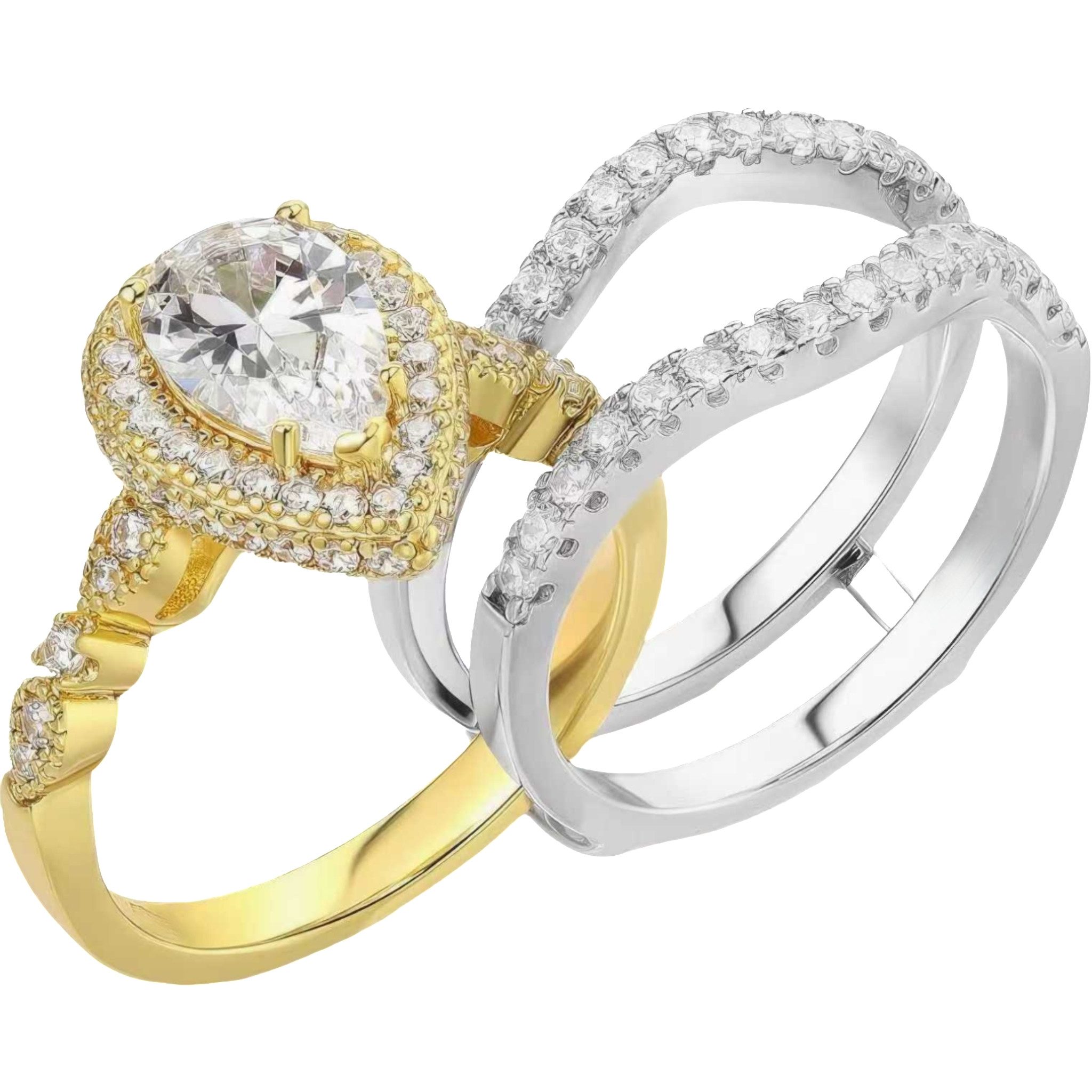 Diamantring Damen-Ring-Set, 1.6ct D vvs2 verlobungsring,labordiamant,14k Gold