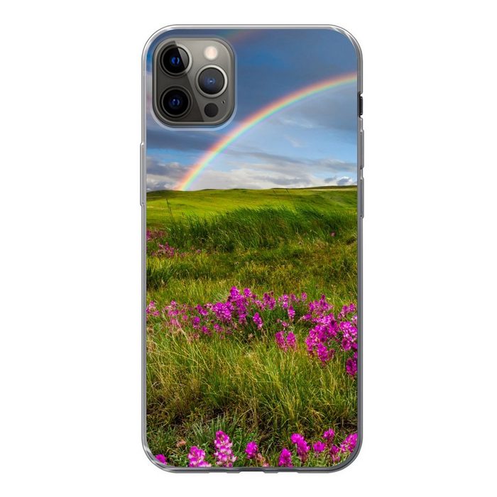 MuchoWow Handyhülle Regenbogen - Blumen - Heidekraut Handyhülle Apple iPhone 13 Pro Max Smartphone-Bumper Print Handy