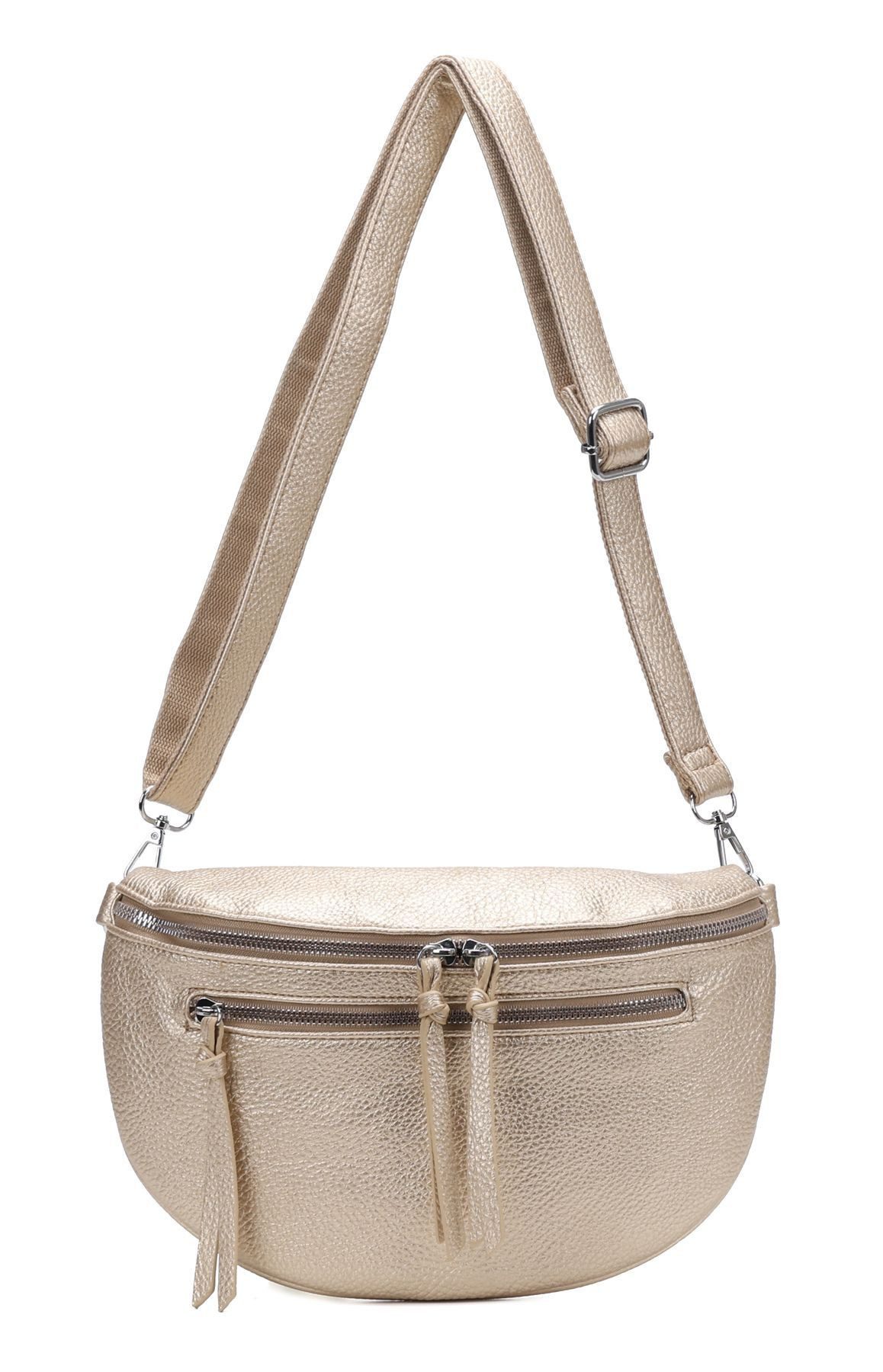 ITALYSHOP24 Schultertasche DAMEN TASCHE Crossbody Gürteltasche Umhängetasche CrossOver Bodybag, Handytasche Brusttasche Hüfttasche Bauchtasche Leder Optik Reise