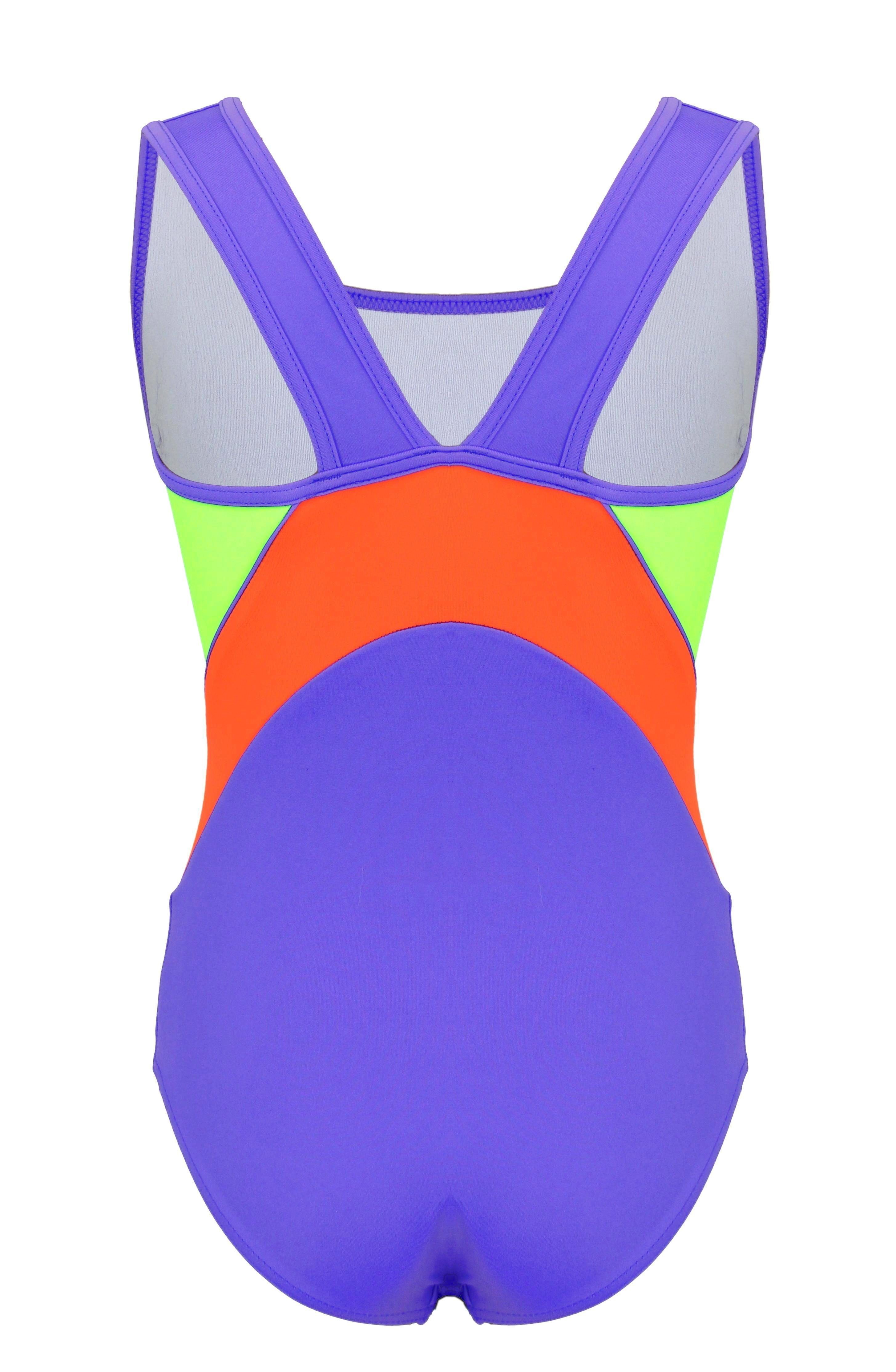 Schwimmanzug Mädchen mit Sportlich Aquarti Y-Träger Aquarti Violett/Grün Schwimmanzug