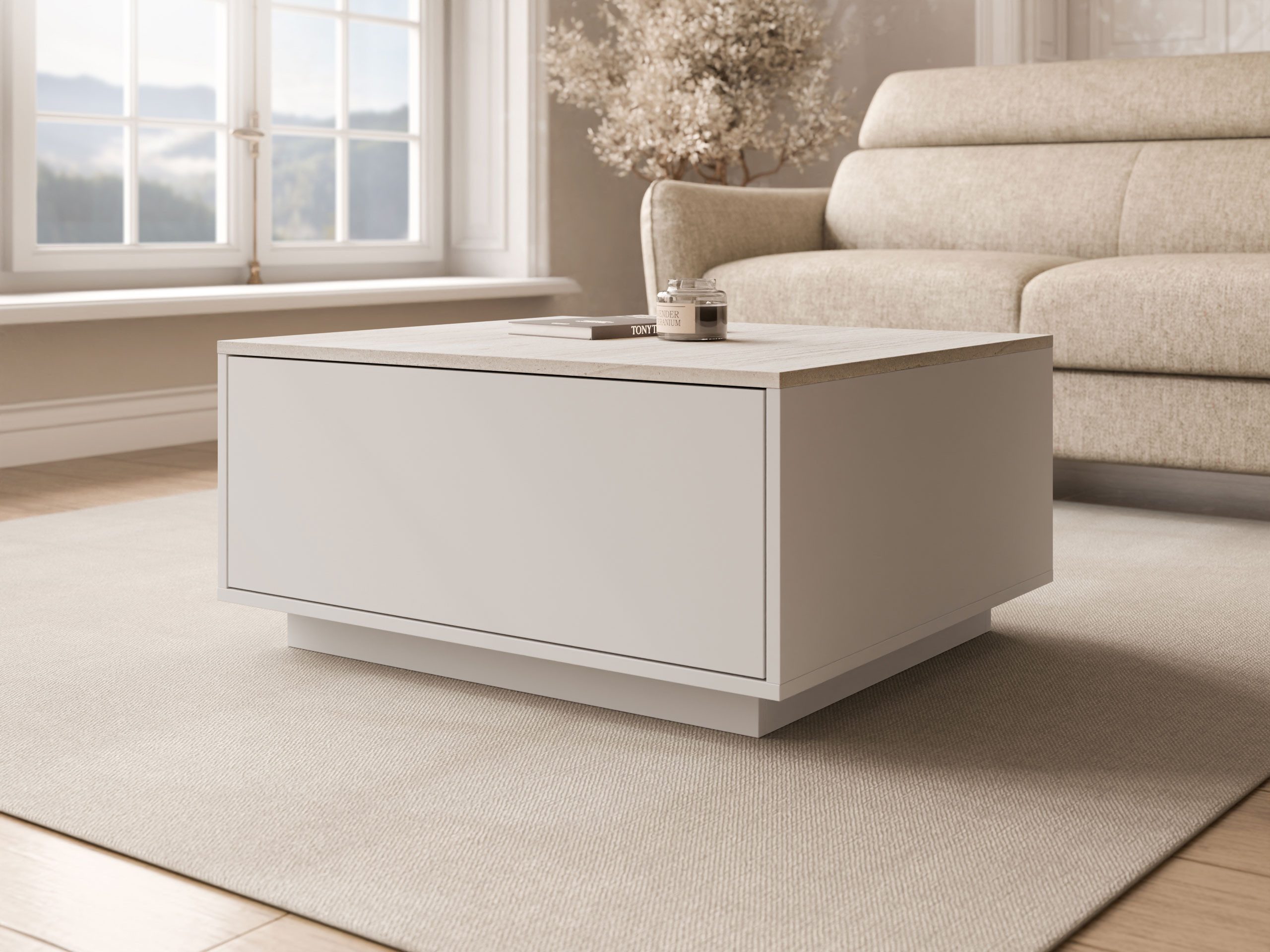 MIRJAN24 Couchtisch Bavro (mit Klappe), 80x70x39 cm, Gasdruckfeder