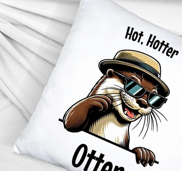 speecheese Dekokissen Cooler Otter Kissen satiniert mit Spruch Hot Hotter Otter