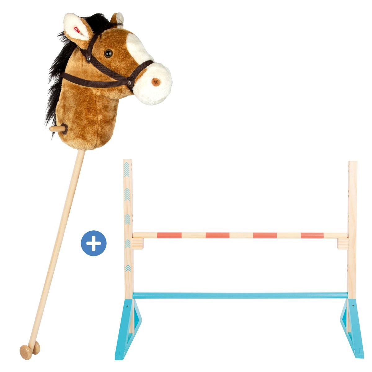 Small Foot Steckenpferd Nico - Braun, Hobby Horsing Steckenpferd Stockpferd mit Springhindernis