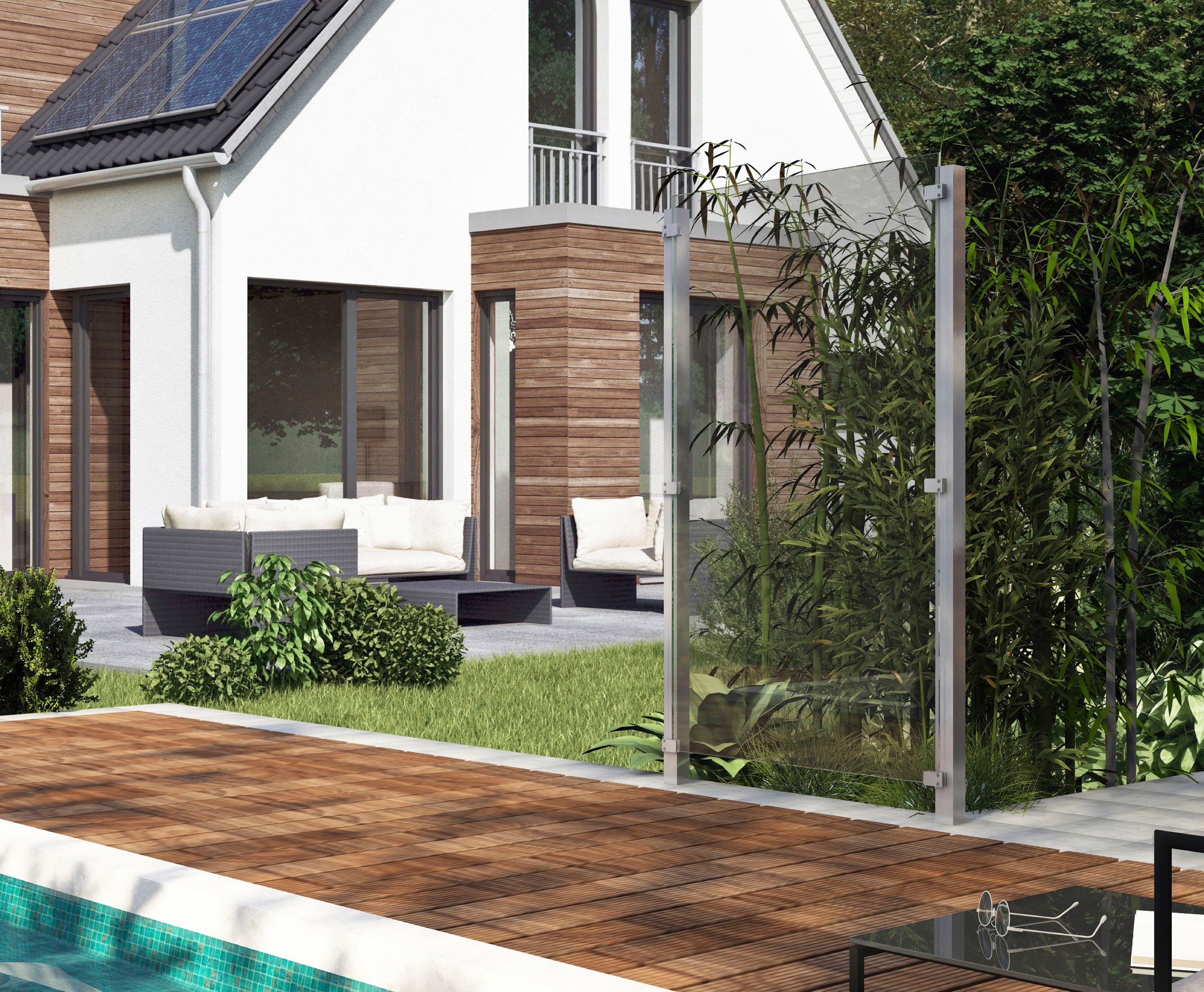 STAKET PRO Zaun, (Set), Glaszaun, Gesamtlänge: 1,21 m, 2 Pfosten