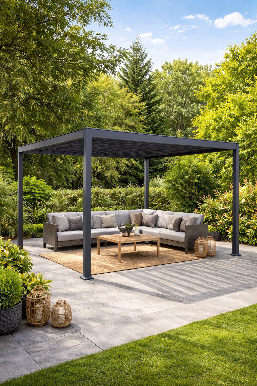 Terrasse2000 Terrassendach Lamellendach Sevilla Anthrazit mit Handkurbel, BxT: 300x300 cm, Bedachung Lamellendach