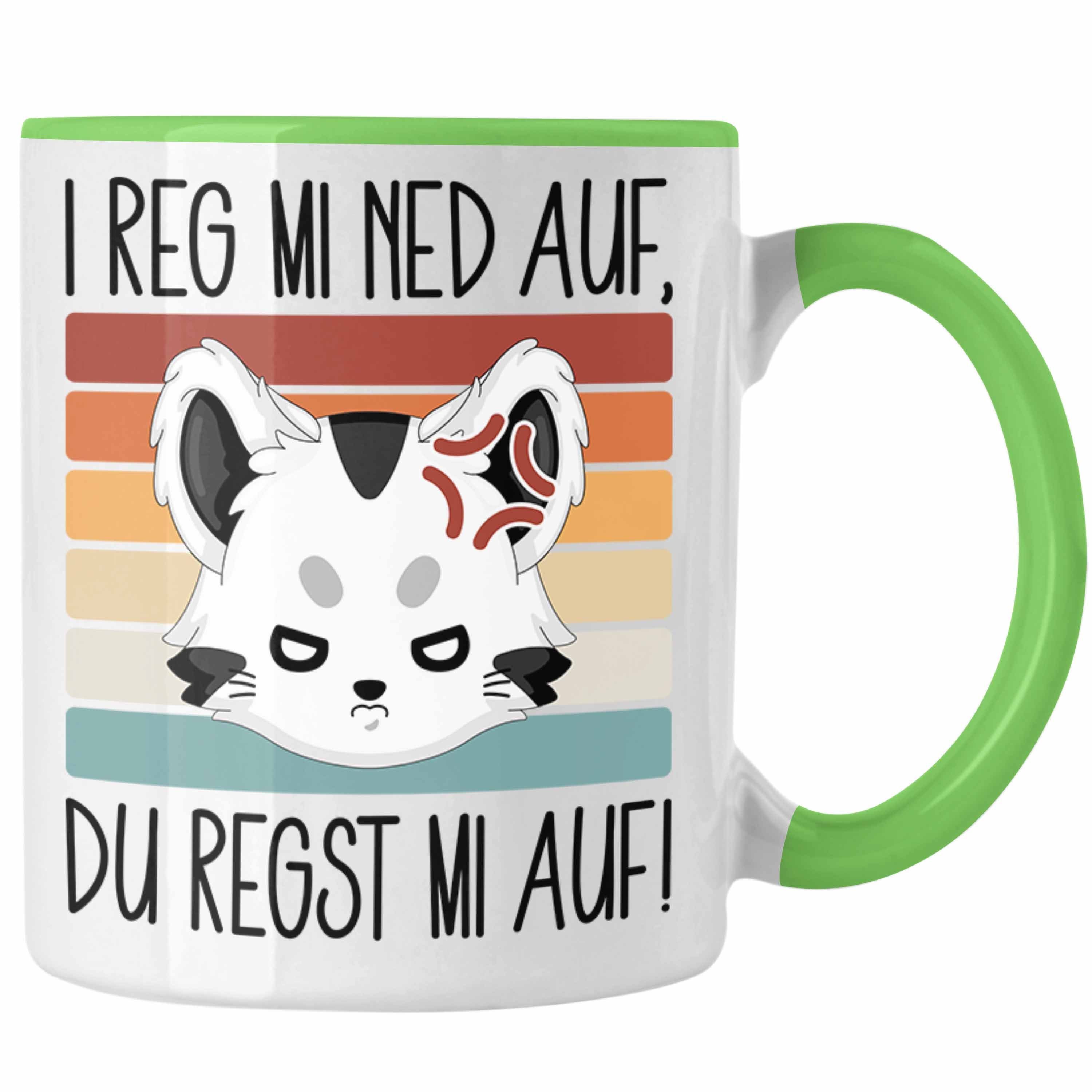 Trendation Tasse I Reg Mi Ned Auf Du Regst Mi Auf Katzen Tasse Kaffee-Becher Geschenkid Grün