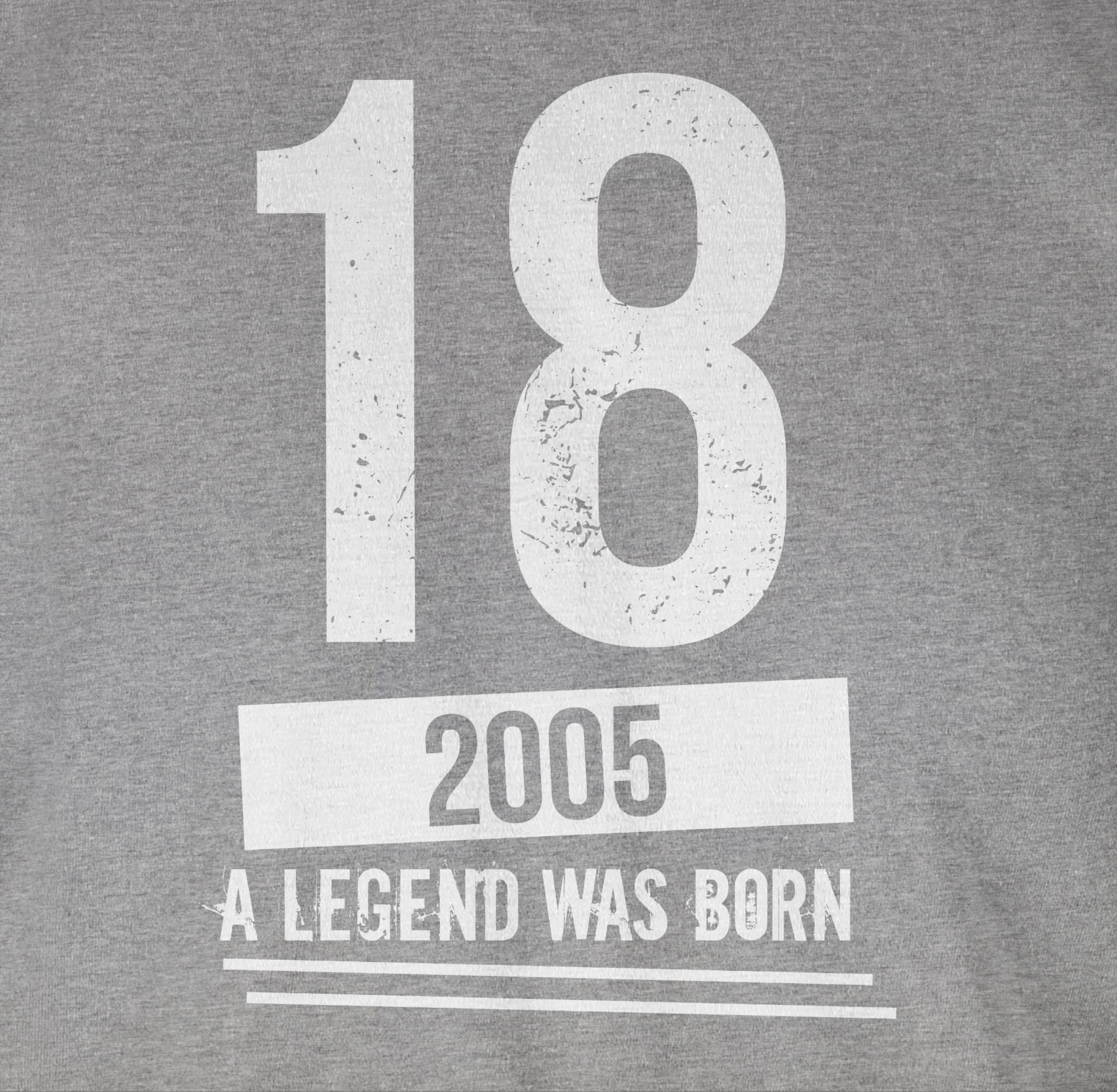 18. meliert T-Shirt Grau Geburtstag 2005 Geburtstag Shirtracer Achtzehnter 03