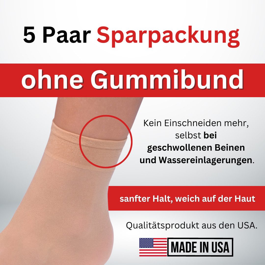 Medosan Diabetikersocken Diabetiker-Söckchen, 5er-Sparset gummiloses Bündchen verhindert Druckstellen und Einschneiden