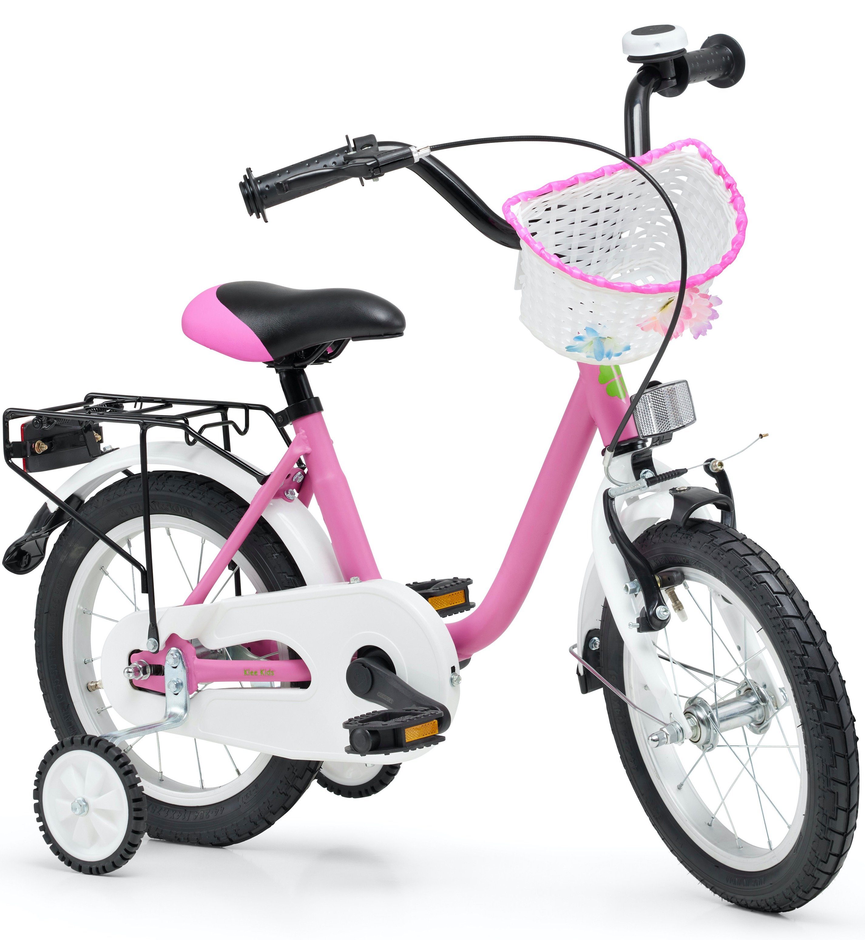 Korb 3 Pink Fahrrad Matt ab Kinderfahrrad 14 Rücktritt, Zoll Ständer, Bachtenkirch Stützräder, Jahre,