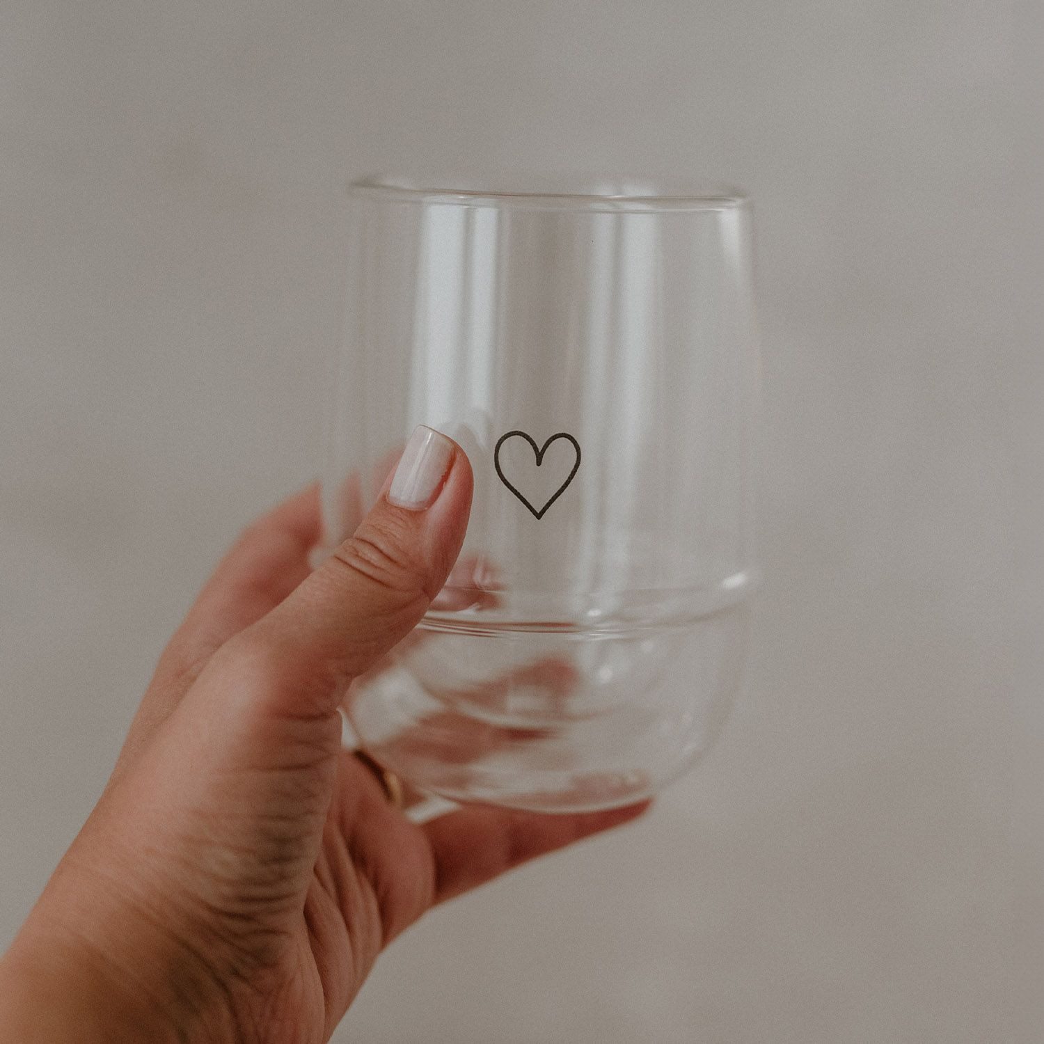 Eulenschnitt Glas Doppelwandiges Glas 300ml Herz