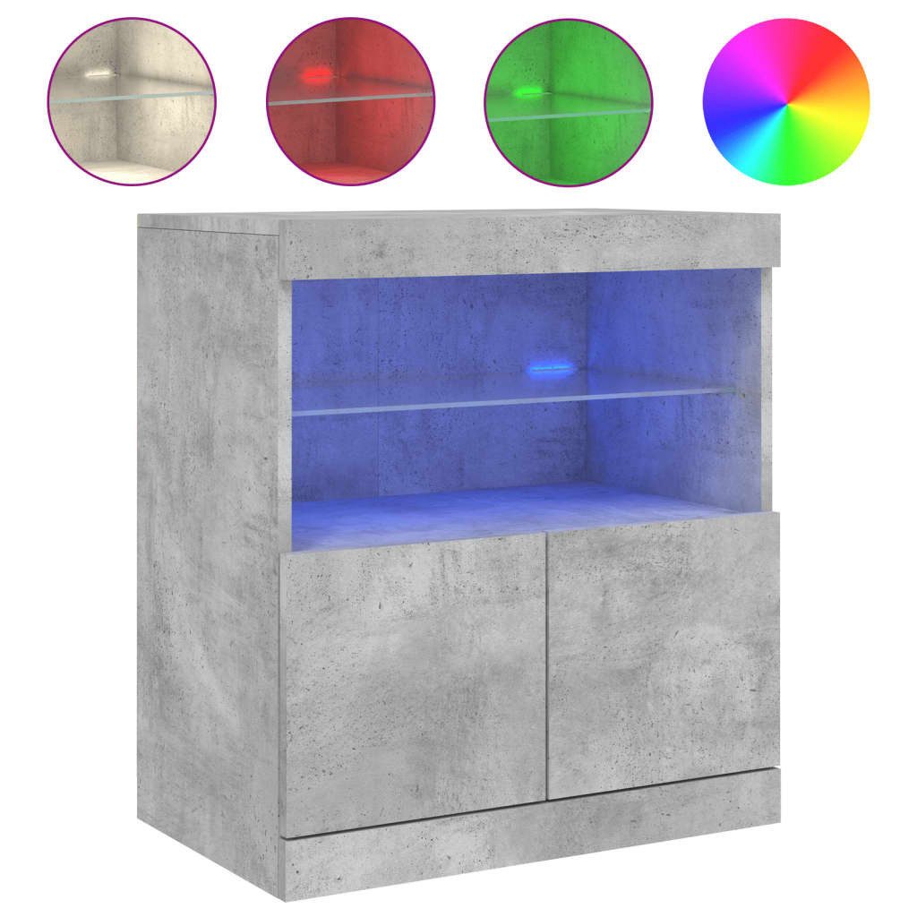 vidaXL Sideboard Sideboard mit LED-Leuchten Betongrau günstig online kaufen