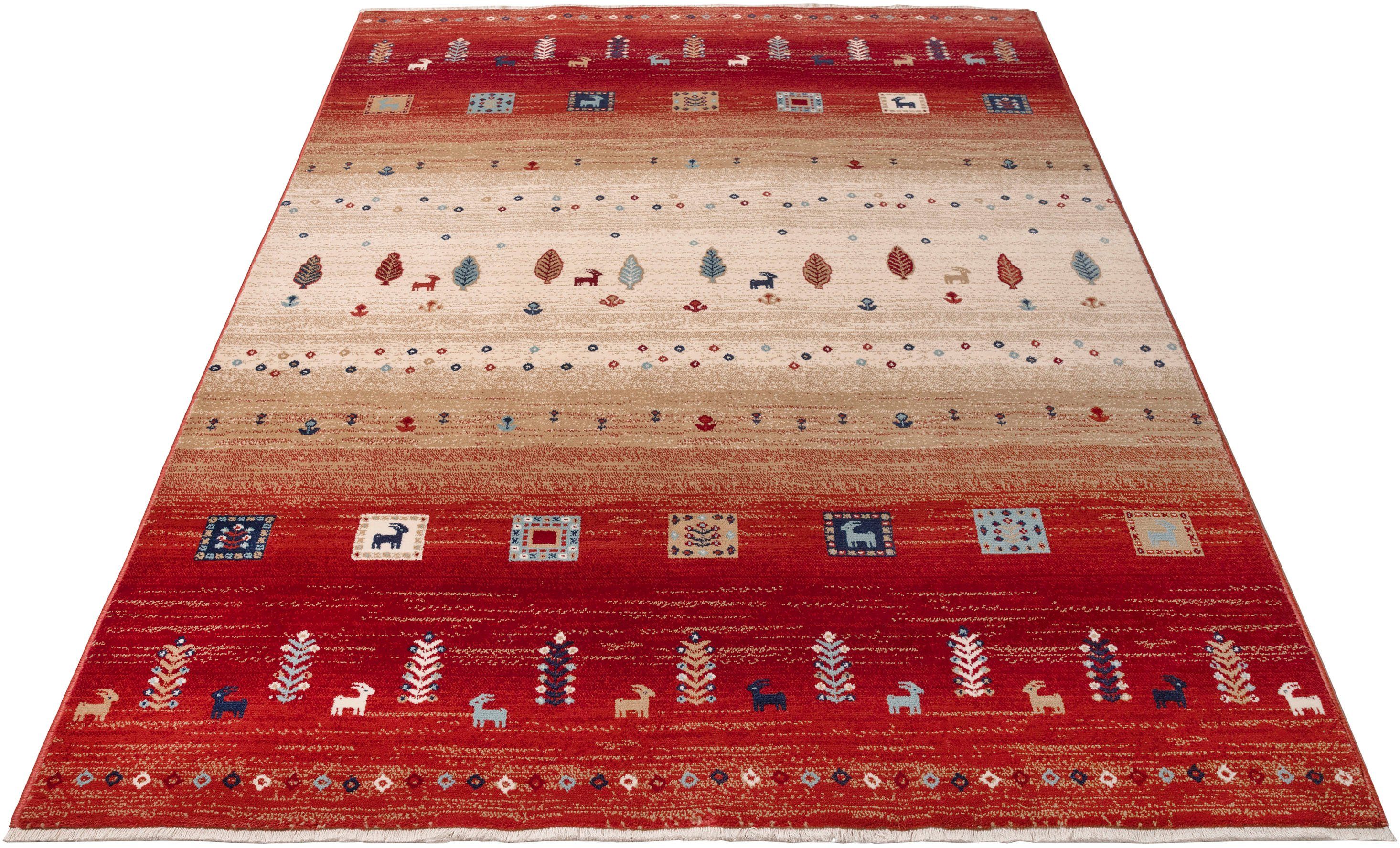 Teppich Mavie, Home affaire, rechteckig, Höhe: 10 mm, Berber-Optik, Orient-Optik, Kurzflor, Weich, Pflegeleicht, Elegant rot