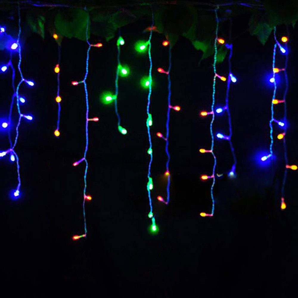LED-Vorhang-Lichterkette Blau,Warmweiß,Mehrfarbig,Länge MUPOO Lichtervorhang 3.5/5M, LED LED-Lichterkette Modi Sterne,IP44, 96/216LED 8 Lichterkette