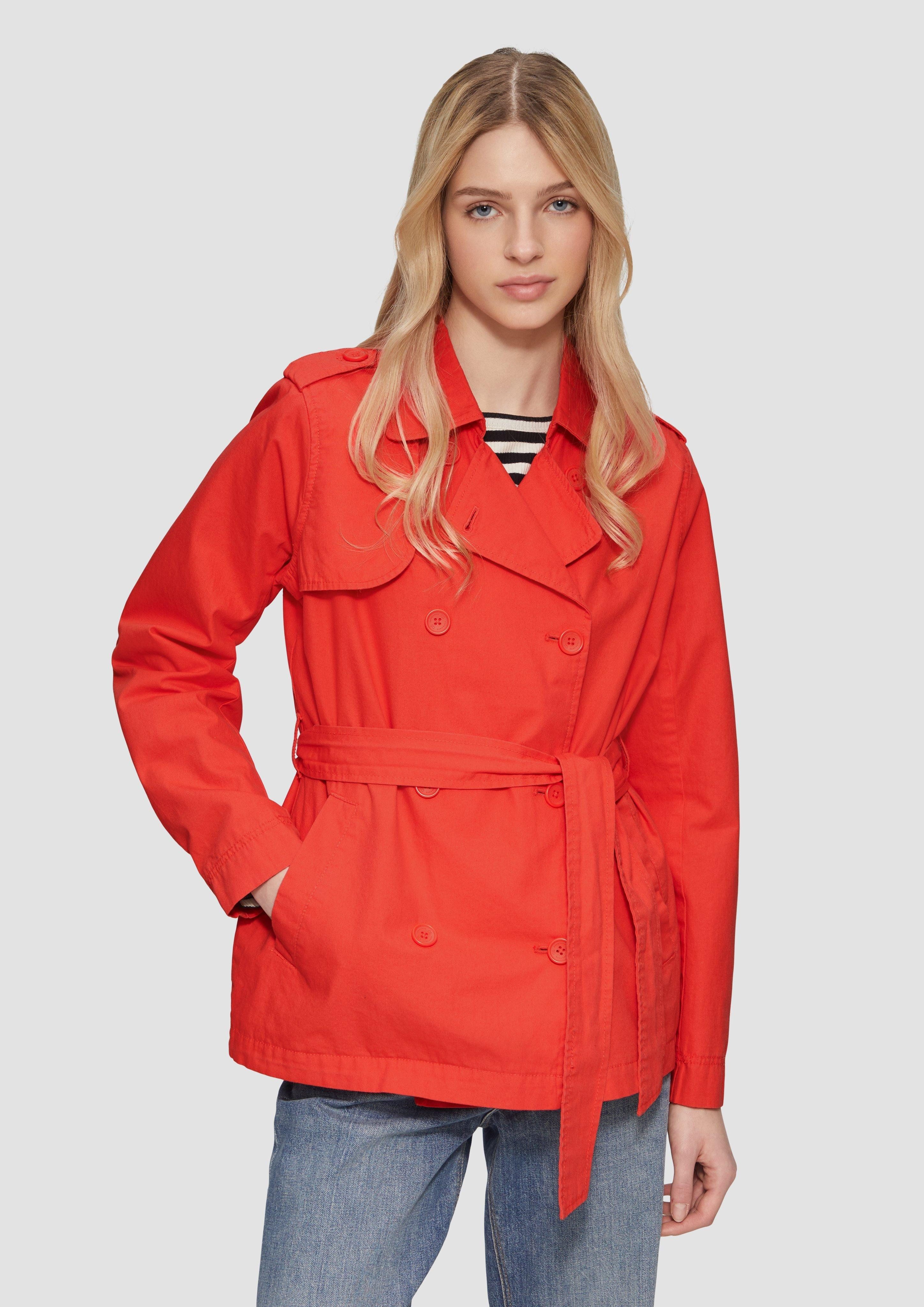 QS Outdoorjacke Kurzer Trenchcoat aus Baumwolle günstig online kaufen