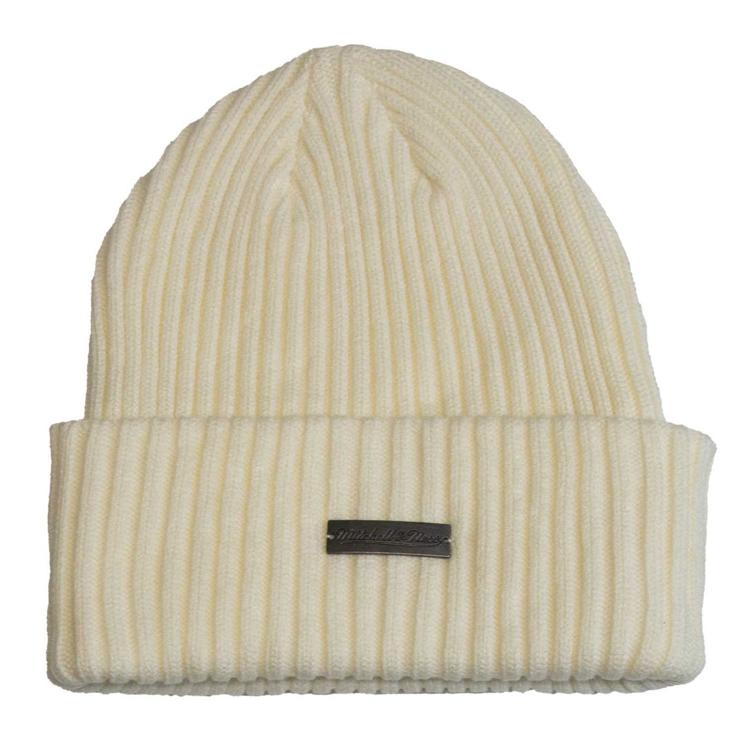 Mitchell & Ness Fleecemütze Cuff Knit METAL LOGO offwhite