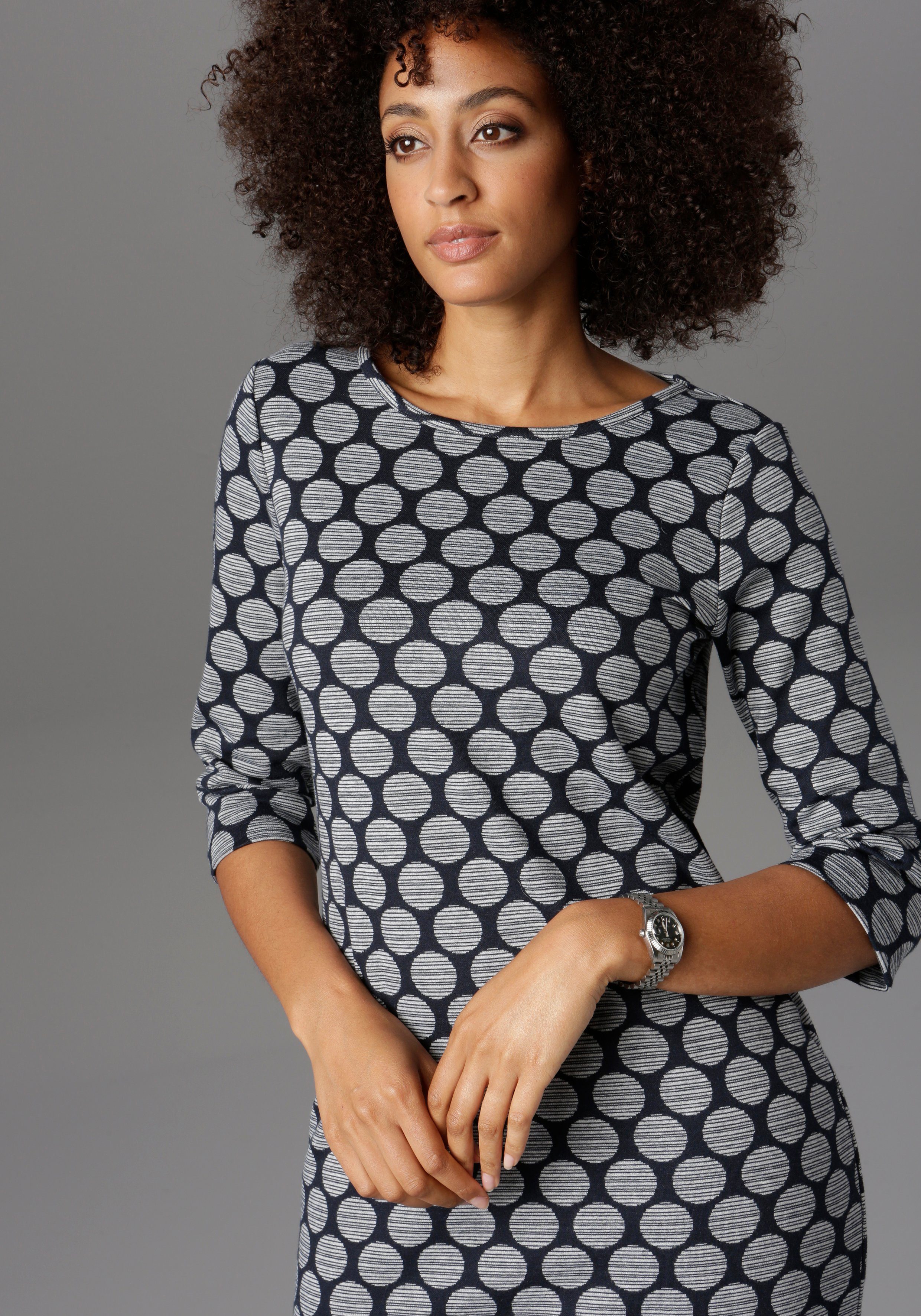 Aniston SELECTED Jerseykleid mit Punkten & Streifen