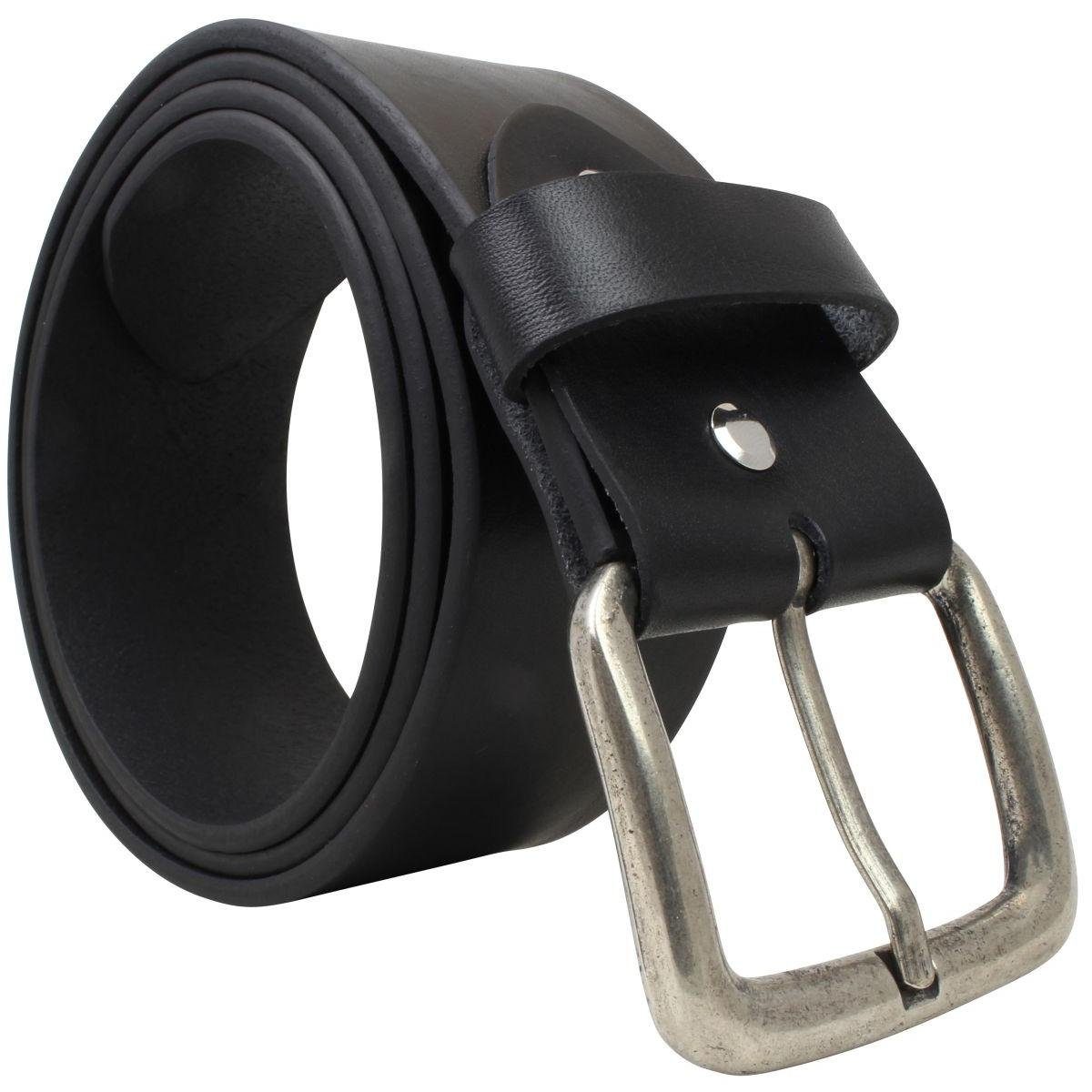 BELTINGER Ledergürtel Jeansgürtel aus Vollrindleder 50mm Altsilber für - Br Leder-Gürtel - 5 cm Schwarz, Herren