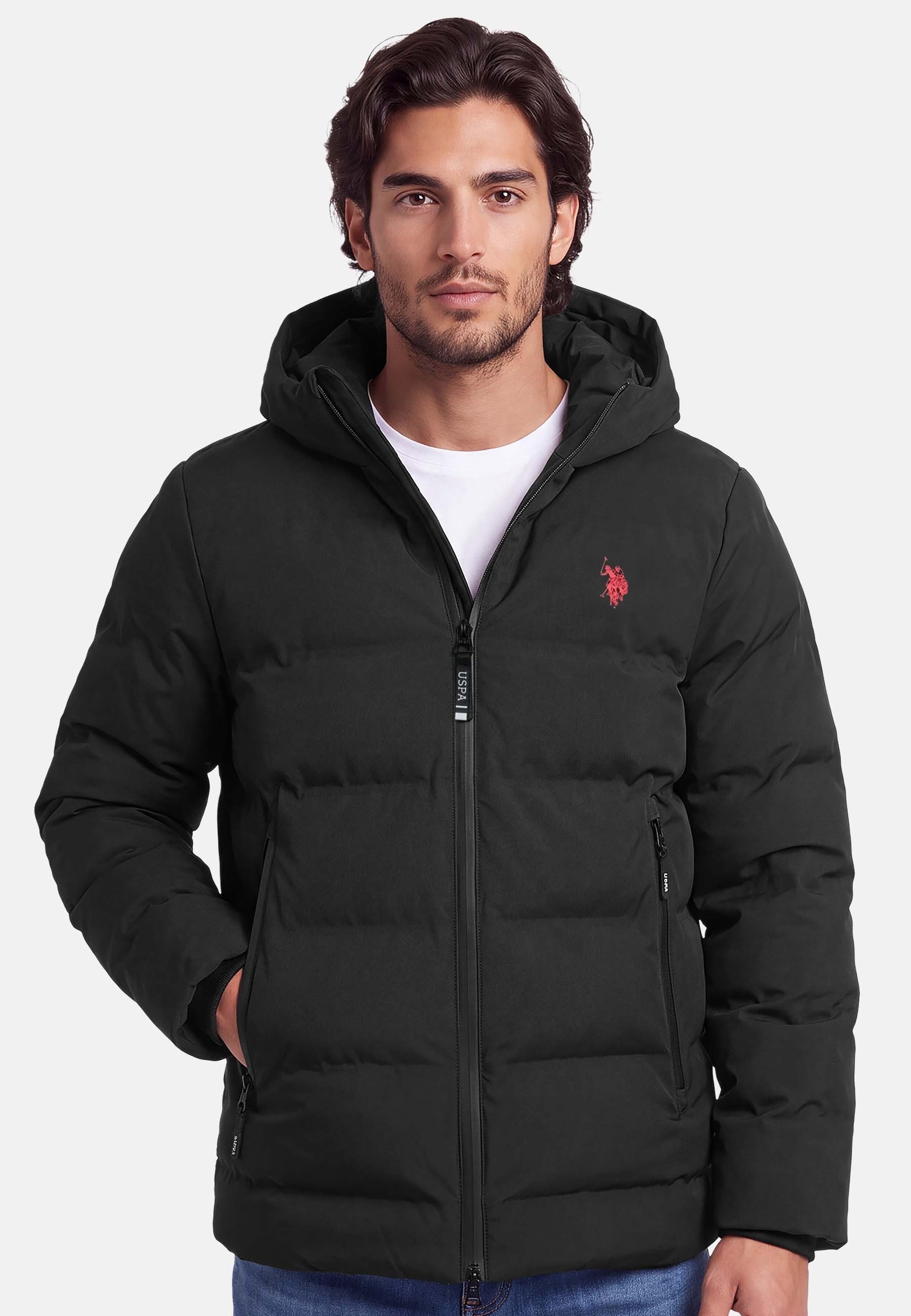 U.S. Polo Assn. Steppjacke USXxander – Herren Steppjacke mit Kapuze und Logo-Patch Wattierte Steppjacke mit Kapuze, Kordelzug und praktischen Taschen