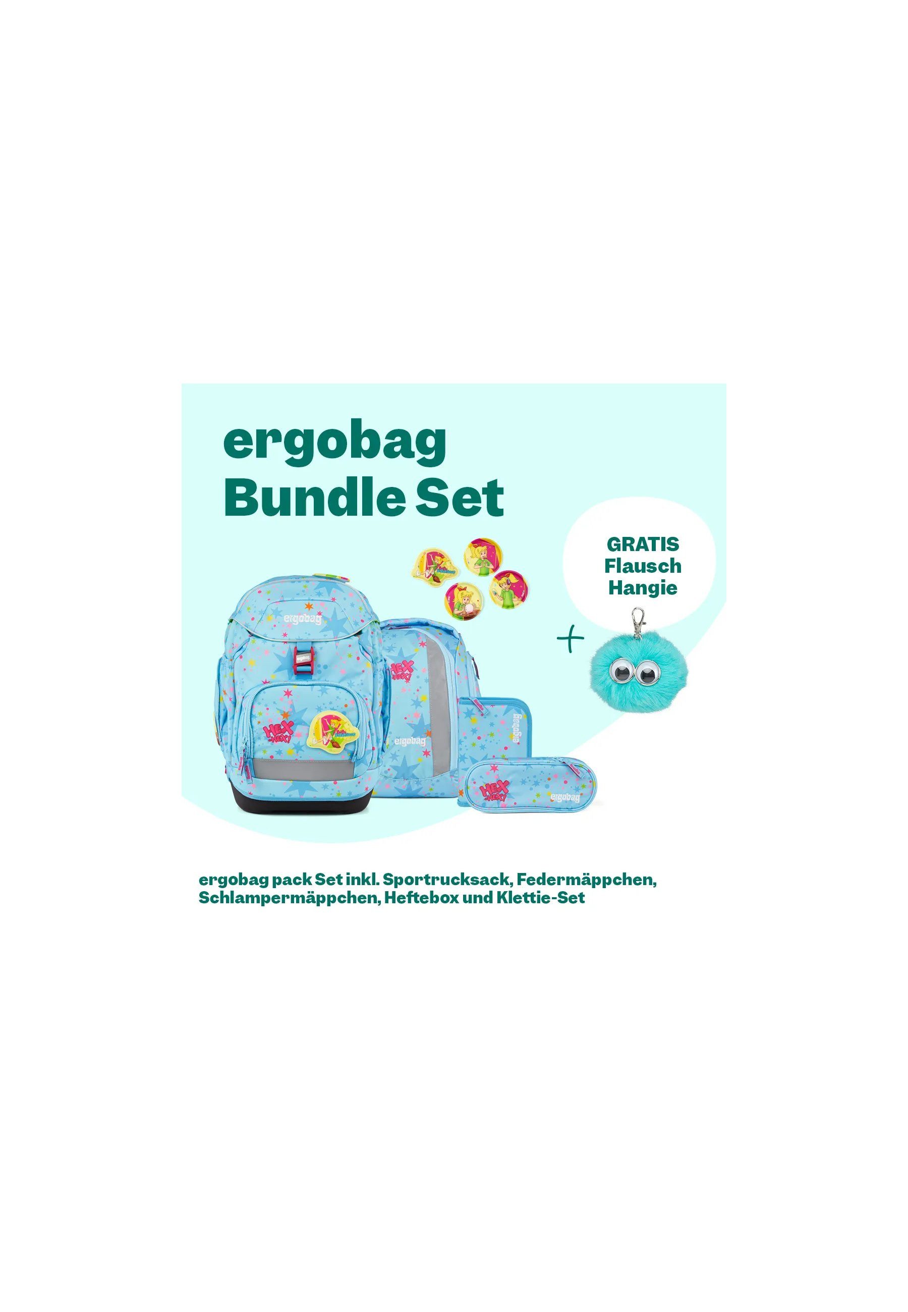 ergobag Schulranzen pack Set Bundle (7-tlg., 7-teiliges Set), größenverstellbares Rückensystem