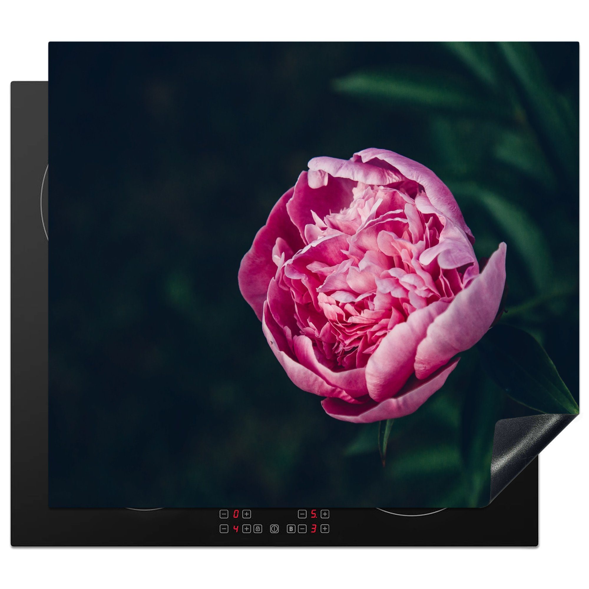 MuchoWow Herdblende-/Abdeckplatte Blumen - cm, tlg), 57x51 - Rosa Vinyl, Rosen, Induktionsschutz, (1 Ceranfeldabdeckung Induktionskochfeld