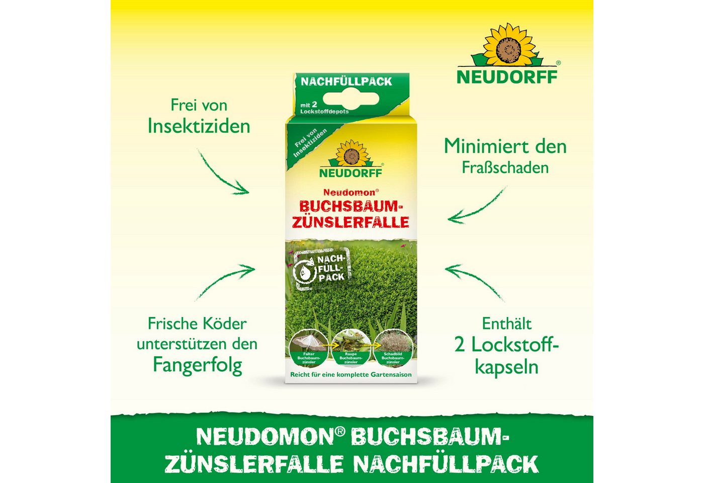 Thumbnail - Neudorff Tierfallen-Köder Neudomon BuchsbaumzünslerFalle Nachfüllpack 1 Stk., Lockstoff für Buchsbaumzünsler Falle für e...