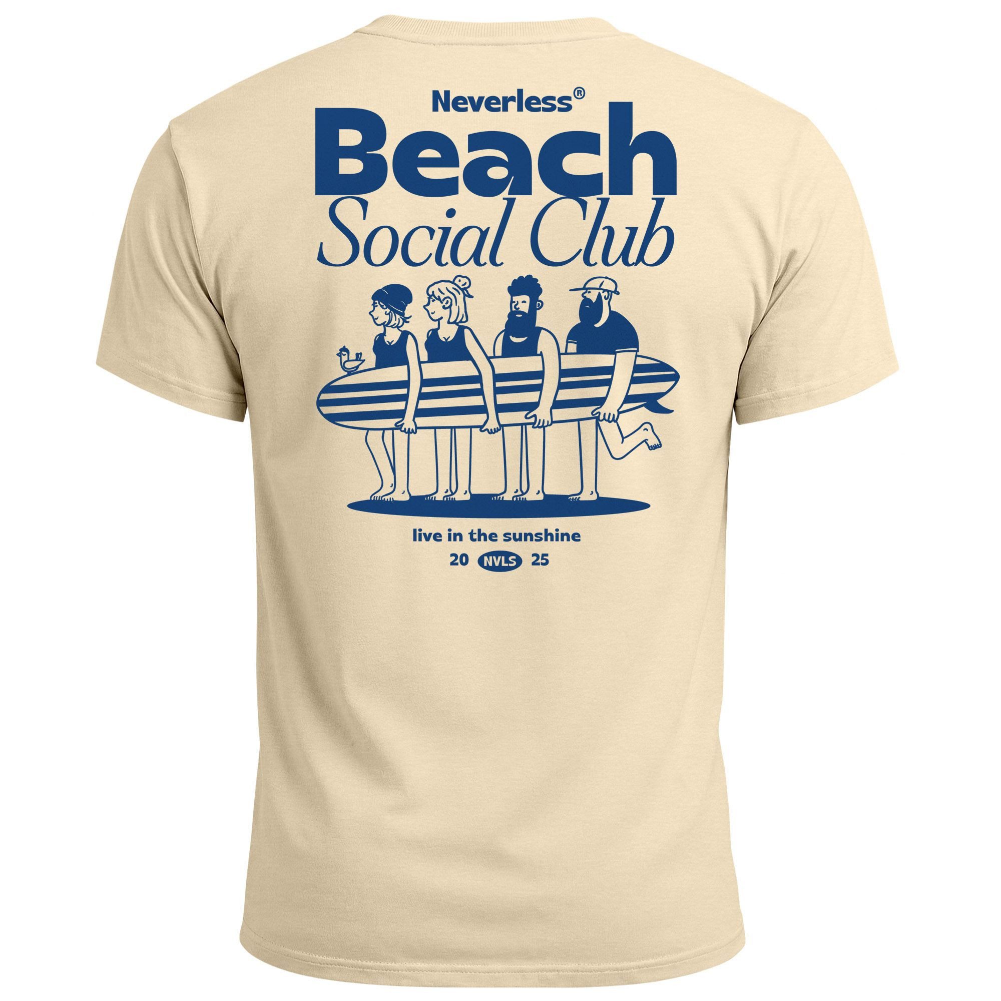 Neverless Print-Shirt Herren T-Shirt Backprint Beach Social Club Surfer Gra günstig online kaufen