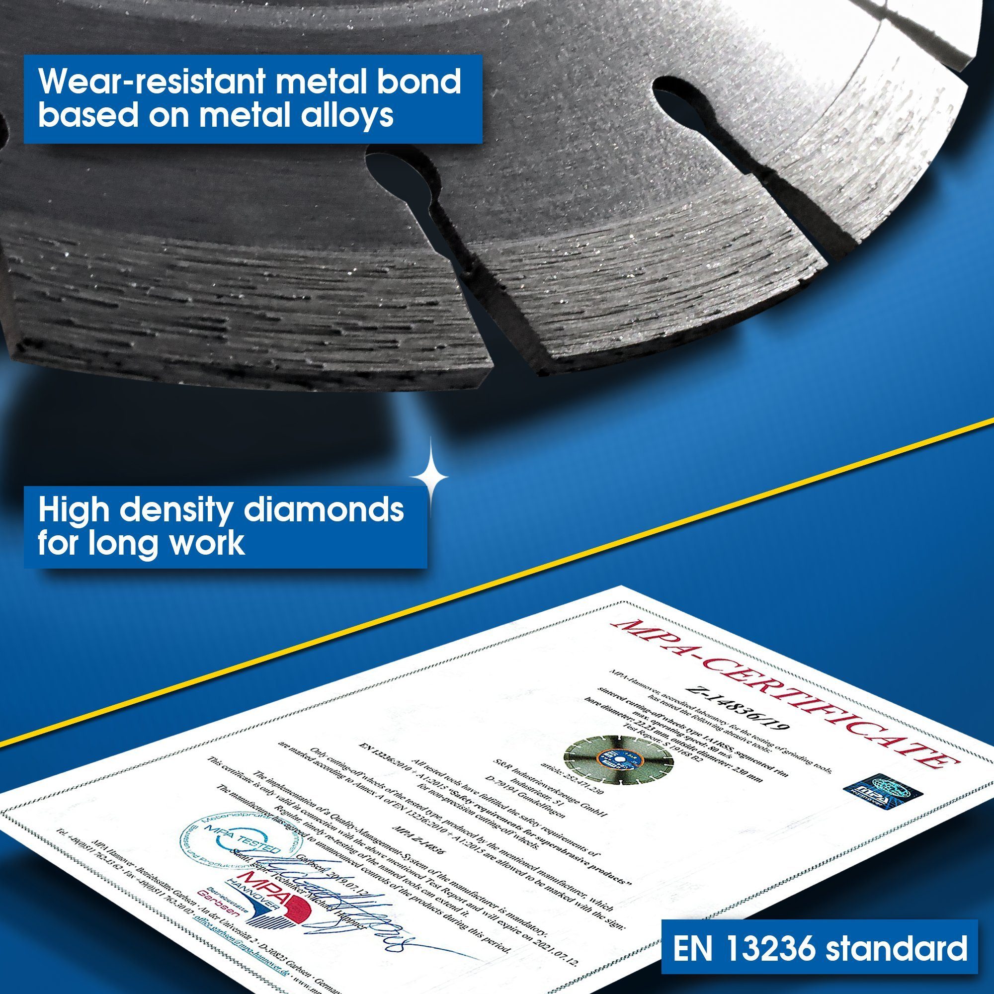 S&R Diamanttrennscheibe Professional, Diamant-Trennscheibe zum Trennen von Baumaterialien, Ø 230 mm, Beton, Naturstein, Stein, Ziegel, Mauerwerk, hohe Standzeit
