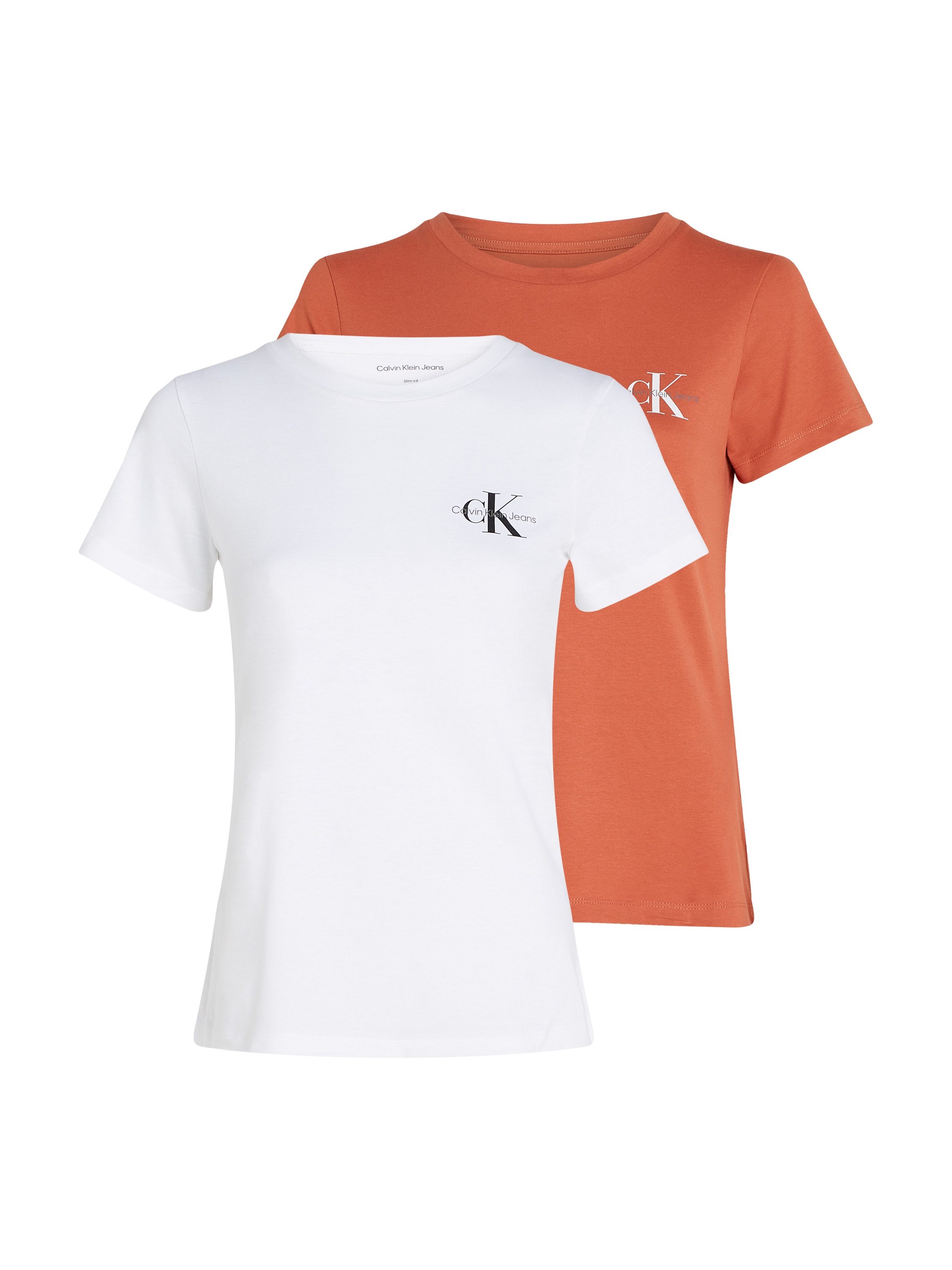 Calvin Klein Jeans Rundhalsshirt 2-PACK MONOLOGO SLIM TEE (Packung, 2-tlg., 2er-Pack) mit Calvin Klein Jeans Logoprint auf der Brust