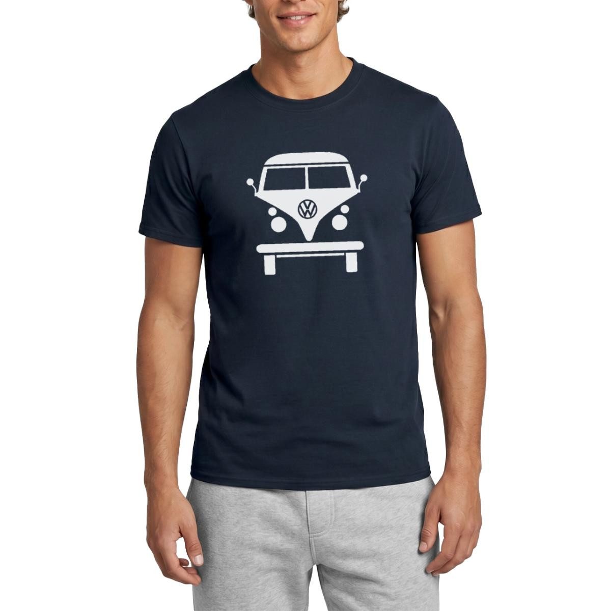 Spreadshirt T-Shirt Volkswagen VW Bulli Frontansicht Outlines Weiß Männer T-Shirt (1-tlg)