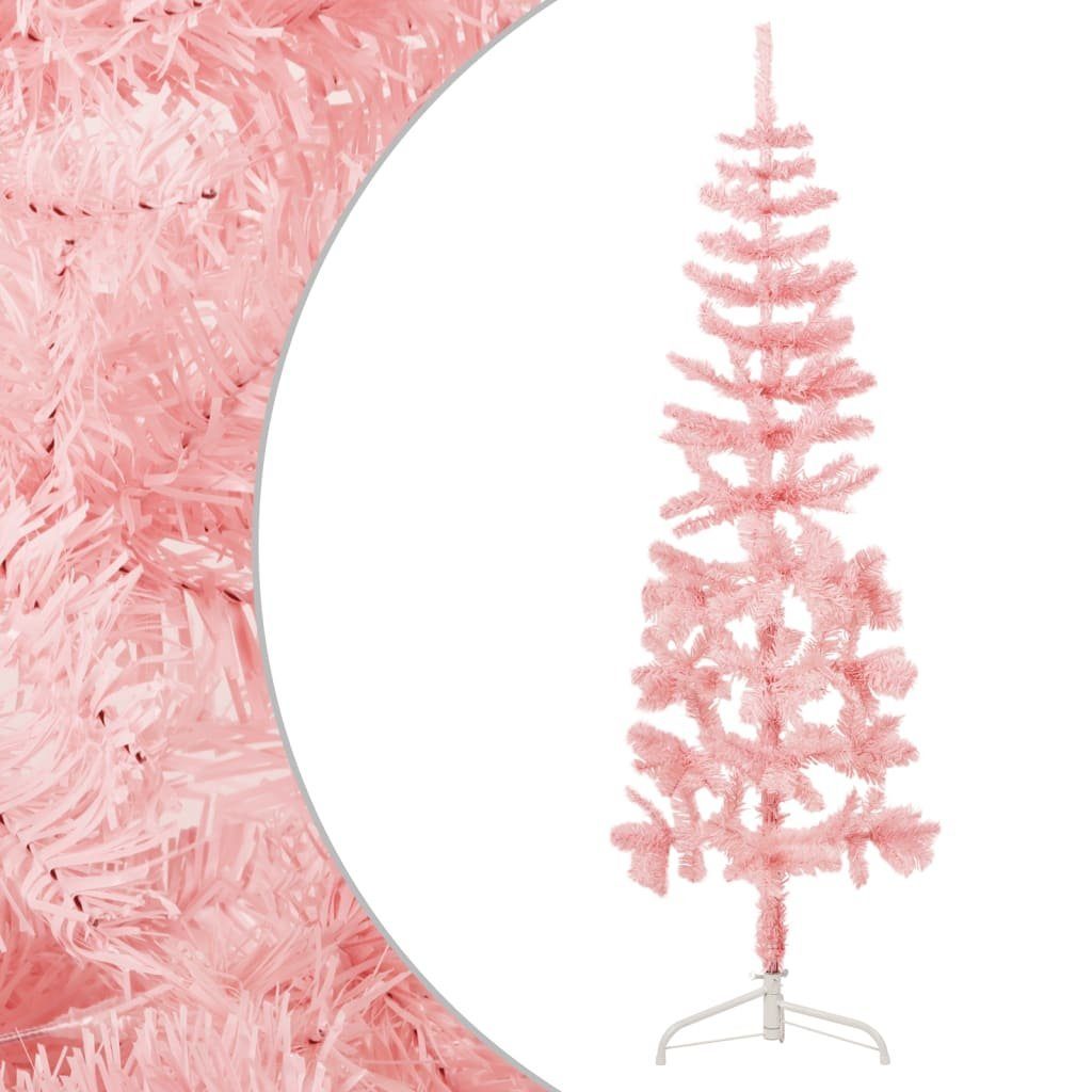 vidaXL Künstlicher Weihnachtsbaum Künstlicher Halb-Weihnachtsbaum mit Ständer Schlank Rosa 150 cm | Künstliche Weihnachtsbäume