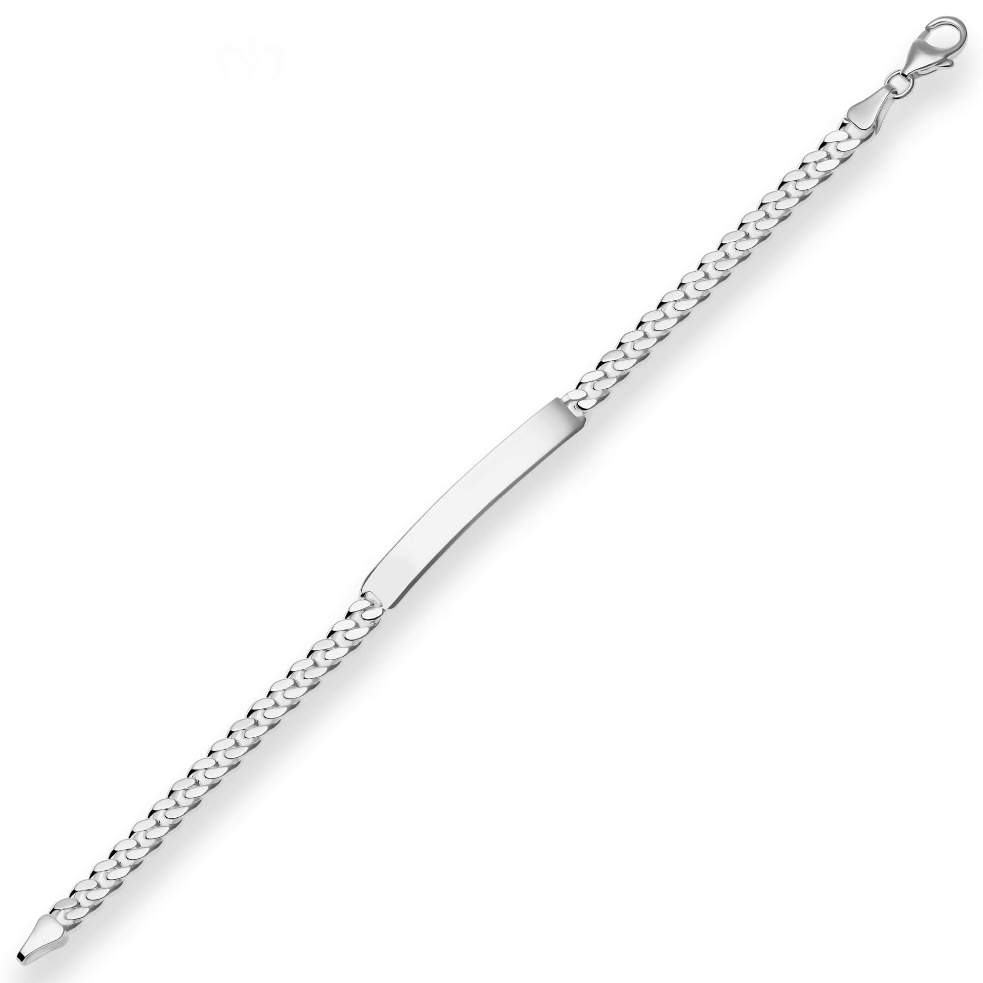 Schmuck Krone Panzerarmband 5,4mm Id-Armband Panzerkette aus 925 Silber rhodiniert 21cm, Silber 925
