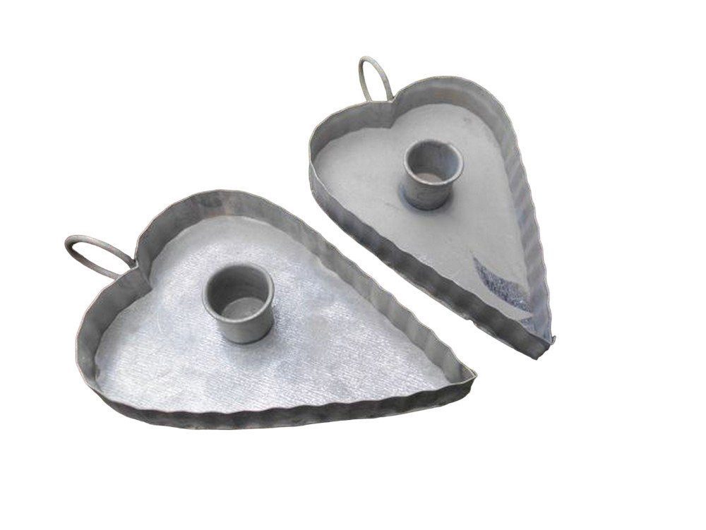 Deko-Impression Kerzenhalter Kerzenhalter Herzen Kerzenständer 2er Set Eisen f. Stabkerzen Eisen (2 St)