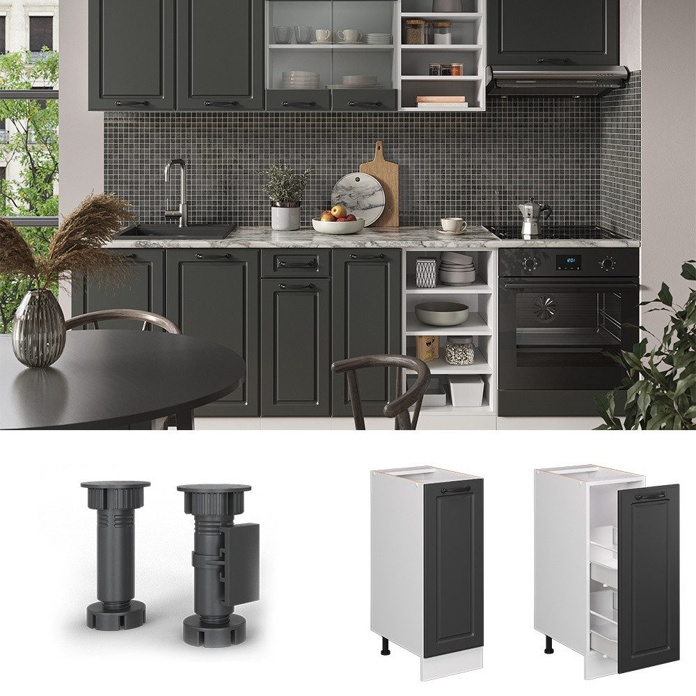 Vicco Apothekerschrank R-Line, Anthrazit Landhaus/Weiß, 30 cm ohne Arbeitsplatte (1-St)
