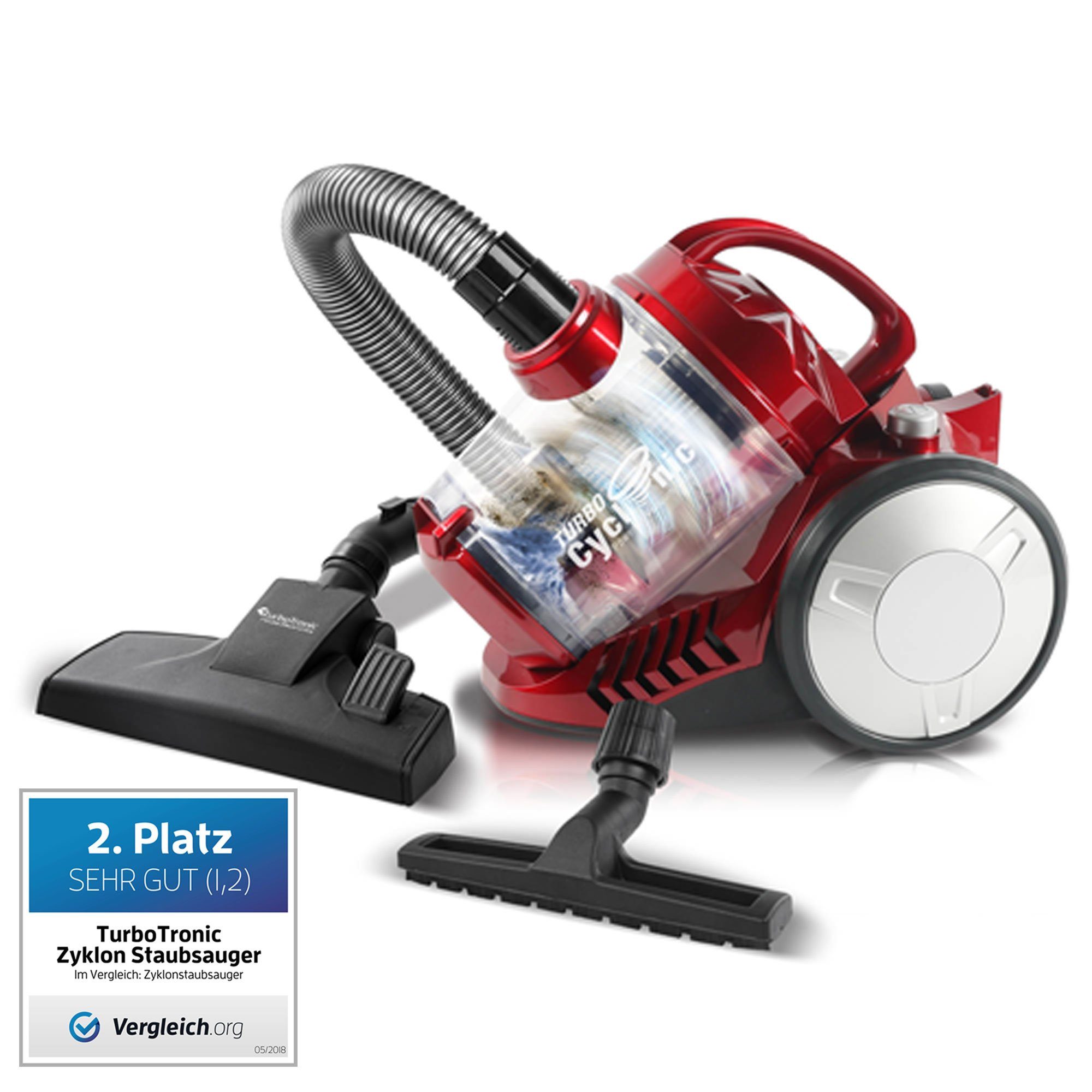 TurboTronic by Z-Line Bodenstaubsauger Zyklon Trockensauger 19kPa ohne Beutel, beutellos, Tierhaare, 900 W, beutellos, Parkett, beutellos, Staubsauger, Boden Trocken Sauger