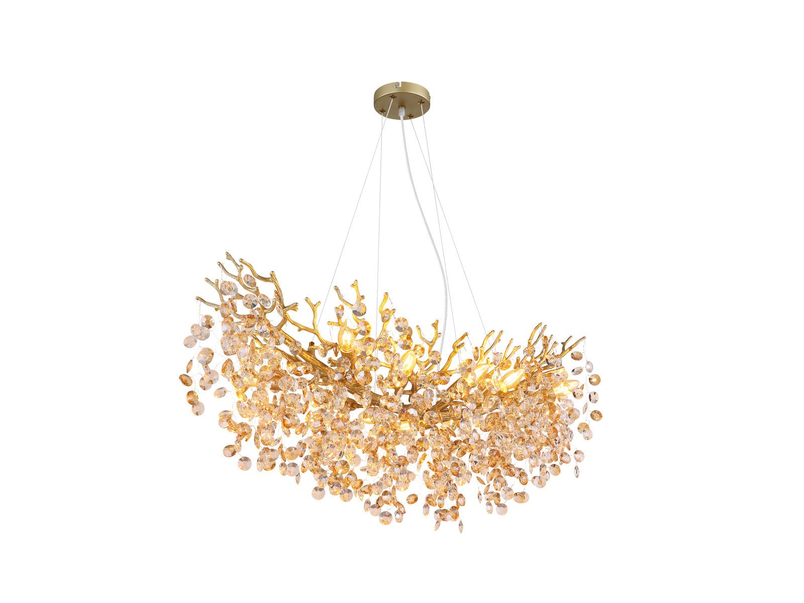 GLOBO LIGHTING LED Kronleuchter mit Kristall 2-farbig Breite 110cm, dimmbar, LED wechselbar, Warmweiß, ausgefallene Pendelleuchte groß für Esstisch, Esszimmer-Lampe hängend
