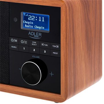 Adler »AD 1184« Digitalradio (DAB) (Bluetooth 5.0, FM/UKW, Holzgehäuse, mit Wecker, Uhr und Fernbedienung)