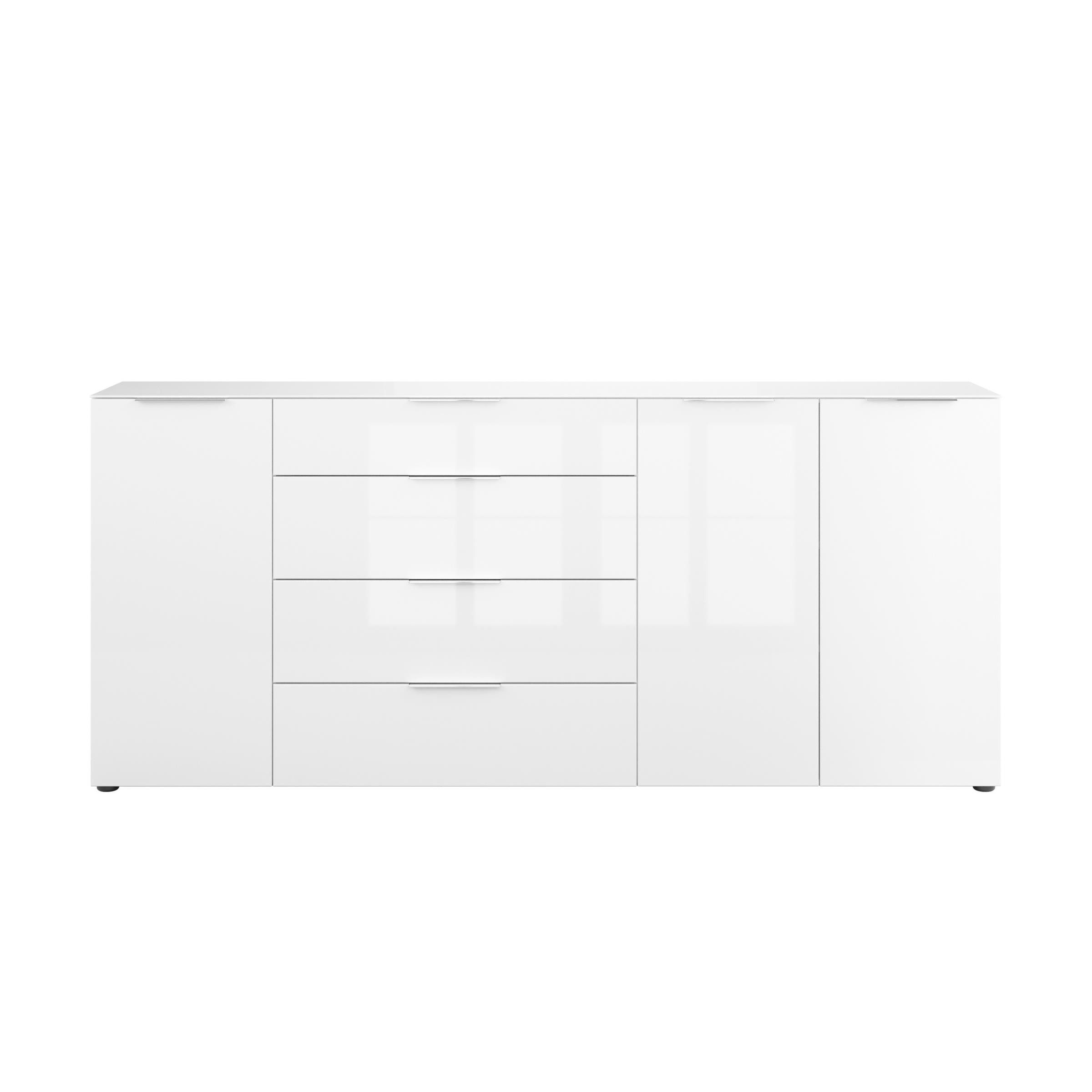 freiraum Sideboard Style, in weiß matt - Weißglas - 225x98,7x40cm (BxHxT)