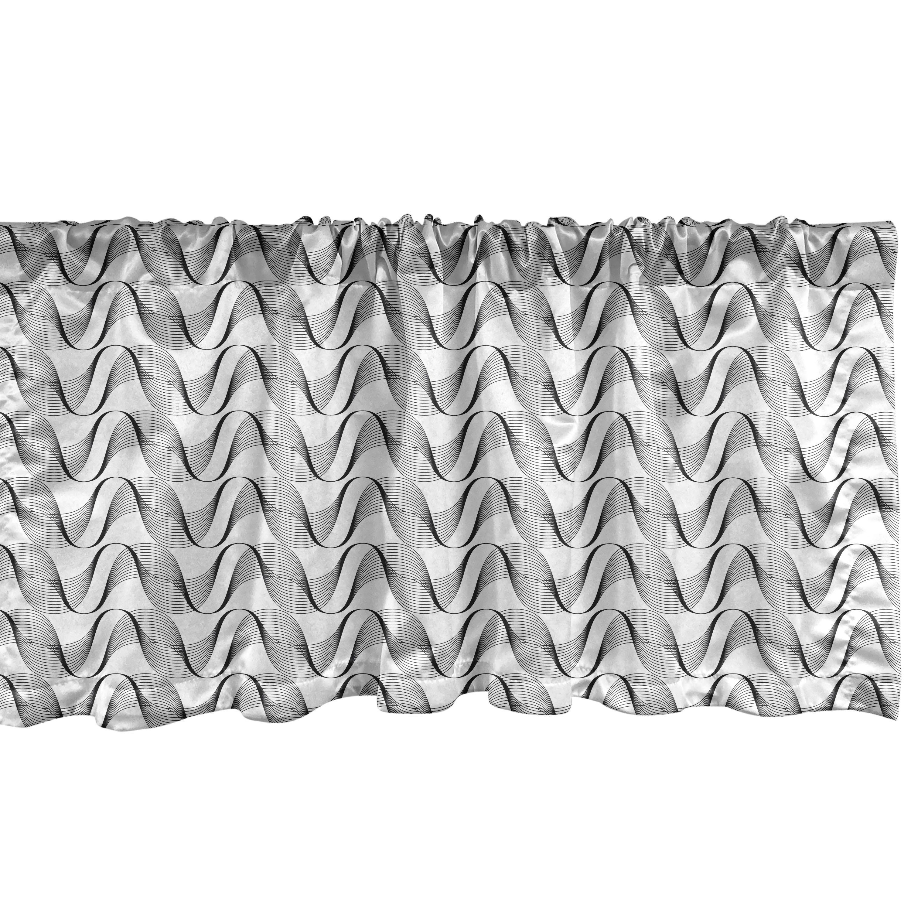 Scheibengardine Vorhang Volant für Küche Schlafzimmer Dekor mit Stangentasche, Abakuhaus, Microfaser, Geometrisch Zier Gebogene Stripes