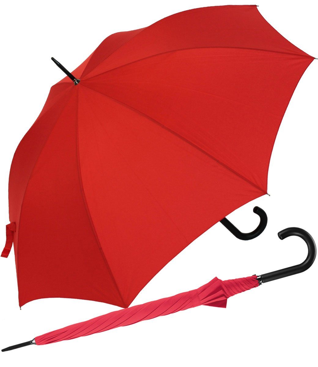 RS-Versand Langregenschirm großer stabiler Regenschirm mit Auf-Automatik, für Damen und Herren in vielen modischen Farben rot