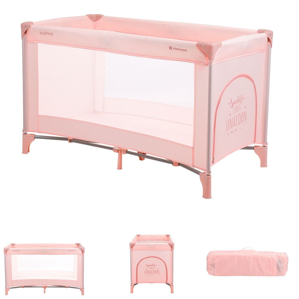 Kikkaboo Baby-Reisebett Reisebett so gifted eine Ebene, weiche Matratzenauflage, Seiteneingang