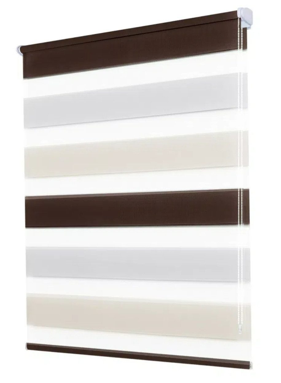 Doppelrollo ohne Bohren, Weiß-Beige-Braun/Weiß-Grau-Anthrazit
