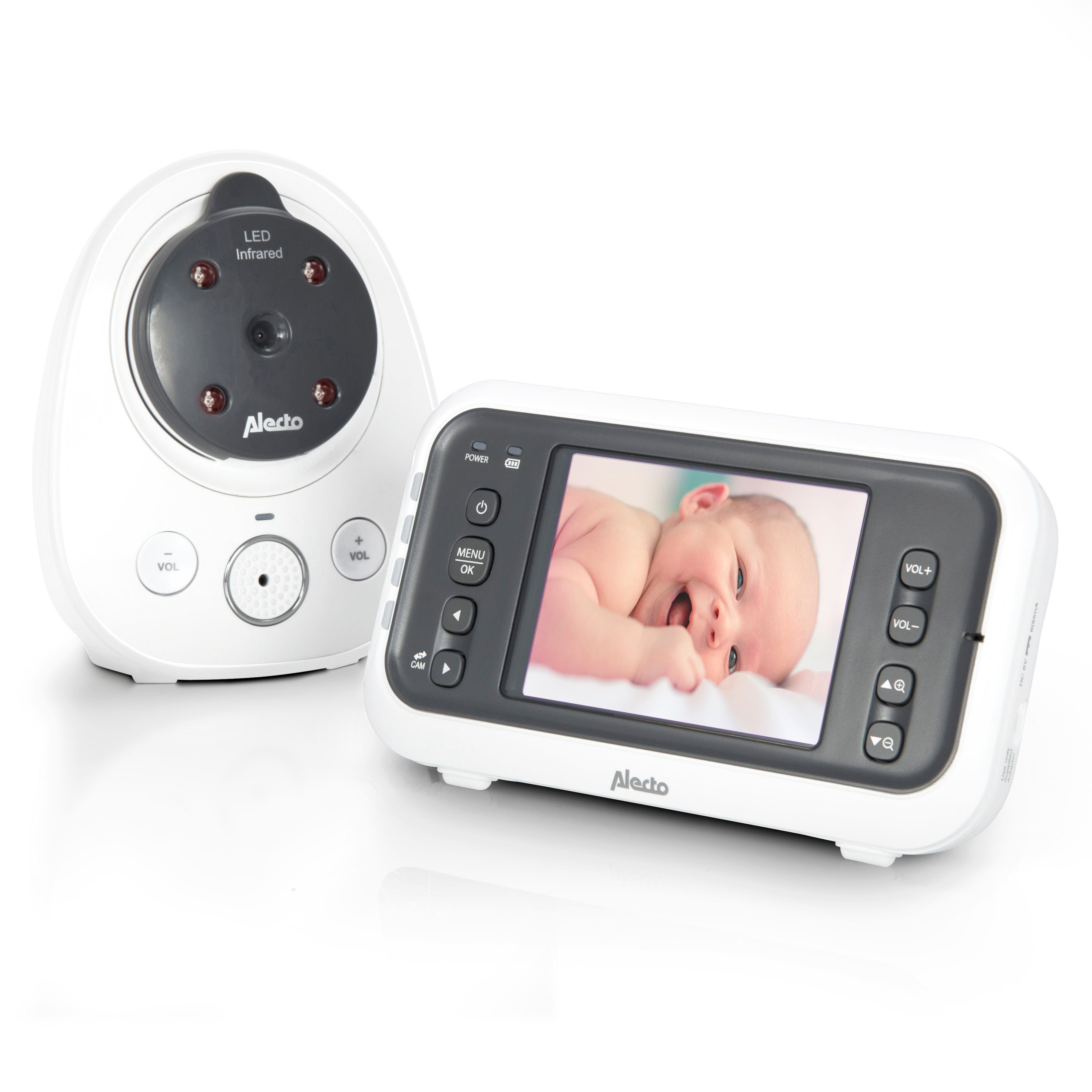 Kamera DVM-77, und 2.4"-Farbdisplay 1-tlg., mit Alecto Babyphone Video-Babyphone